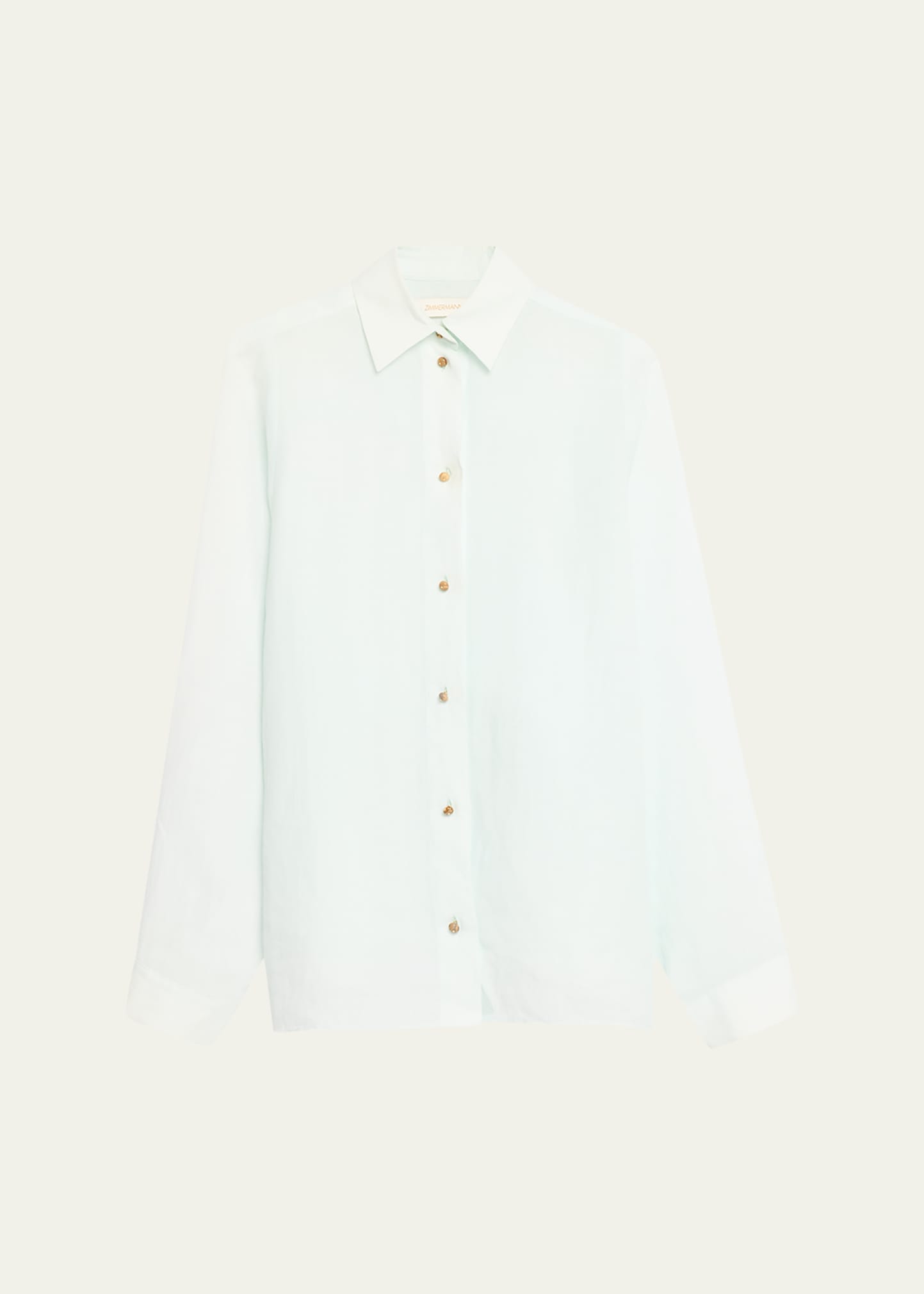 Zimmermann Natura Oversized Long-sleeve Shirt In Mint