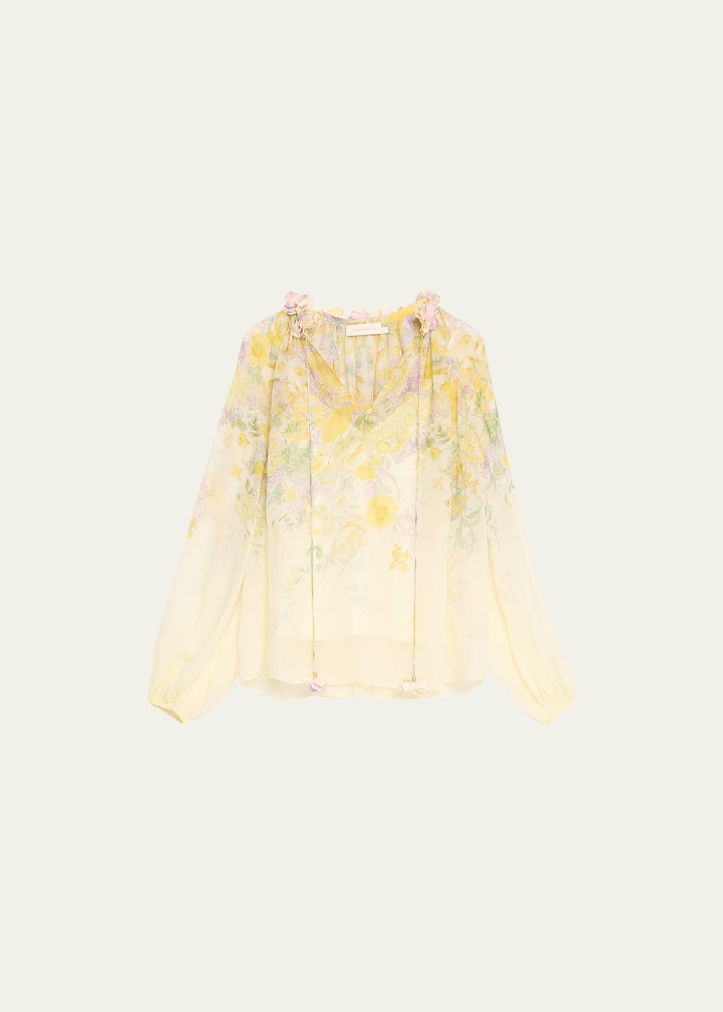 Zimmermann Harmony Floral Billow Blouse In Citrus Garden Pri