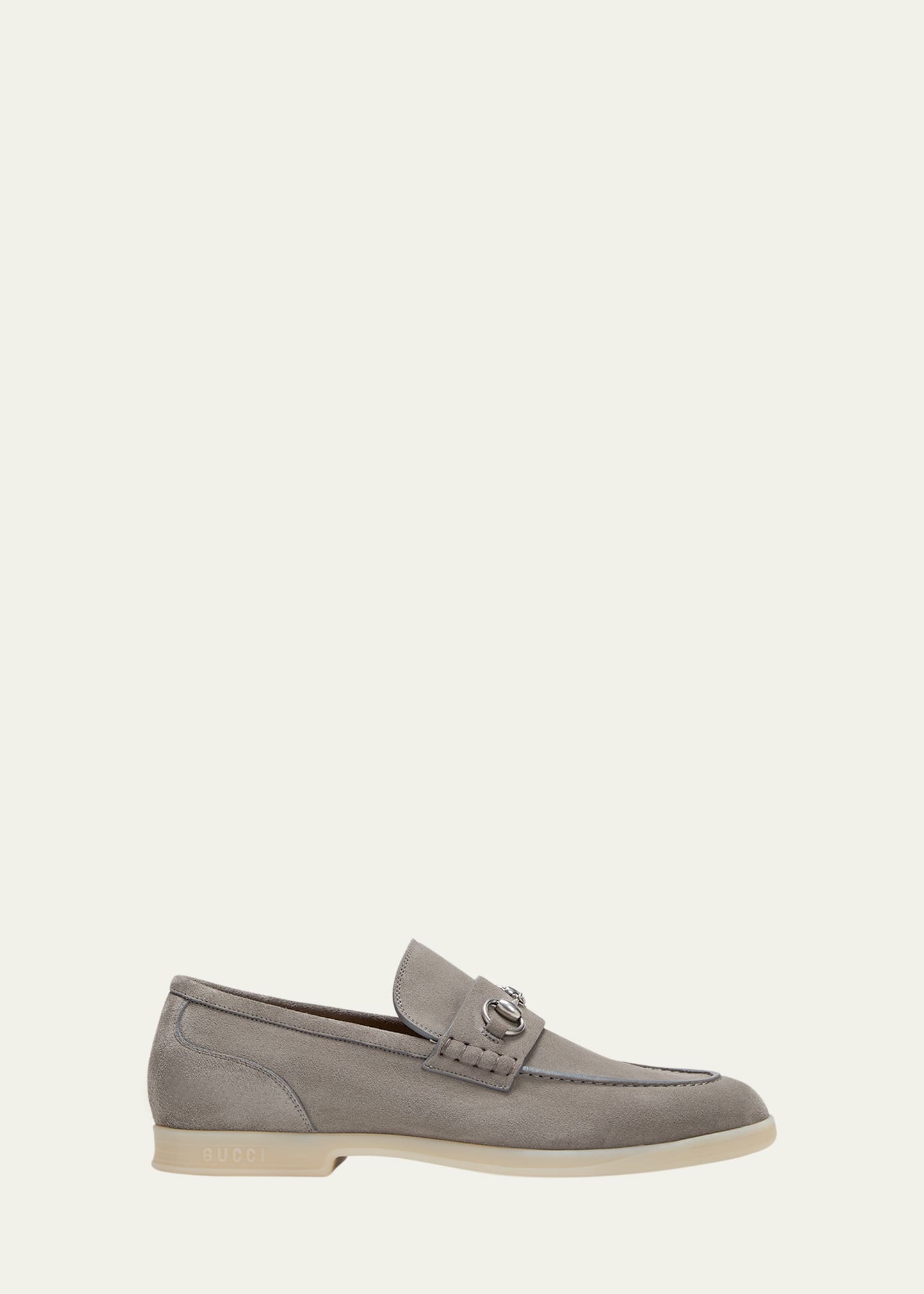 Gucci Men's Konrad Suede Bit Loafers In Dusty Grey