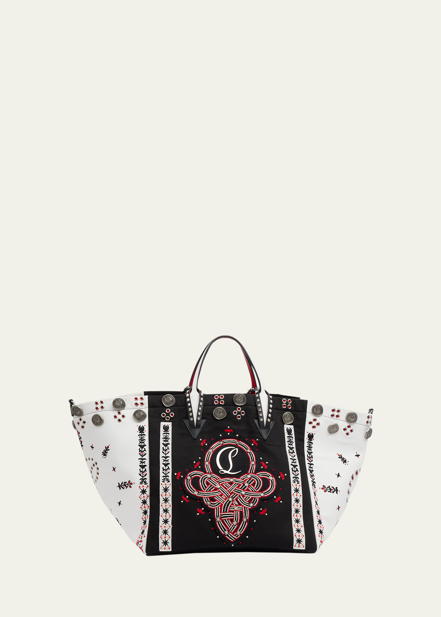Christian Louboutin Breizcaba Large Tote In Canvas In White