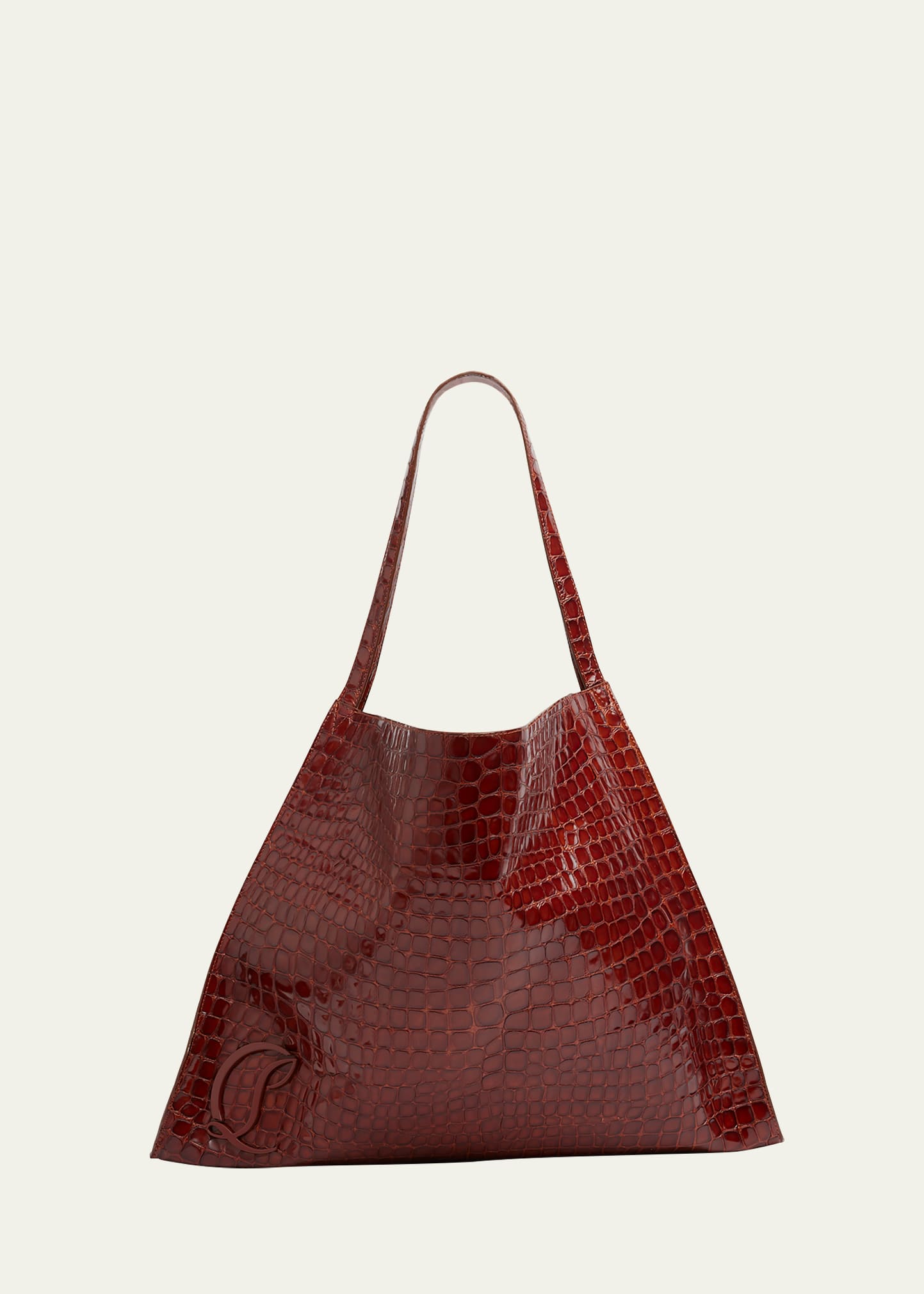 Christian Louboutin Le 54 Tote In Alligator Embossed Leather In Brown