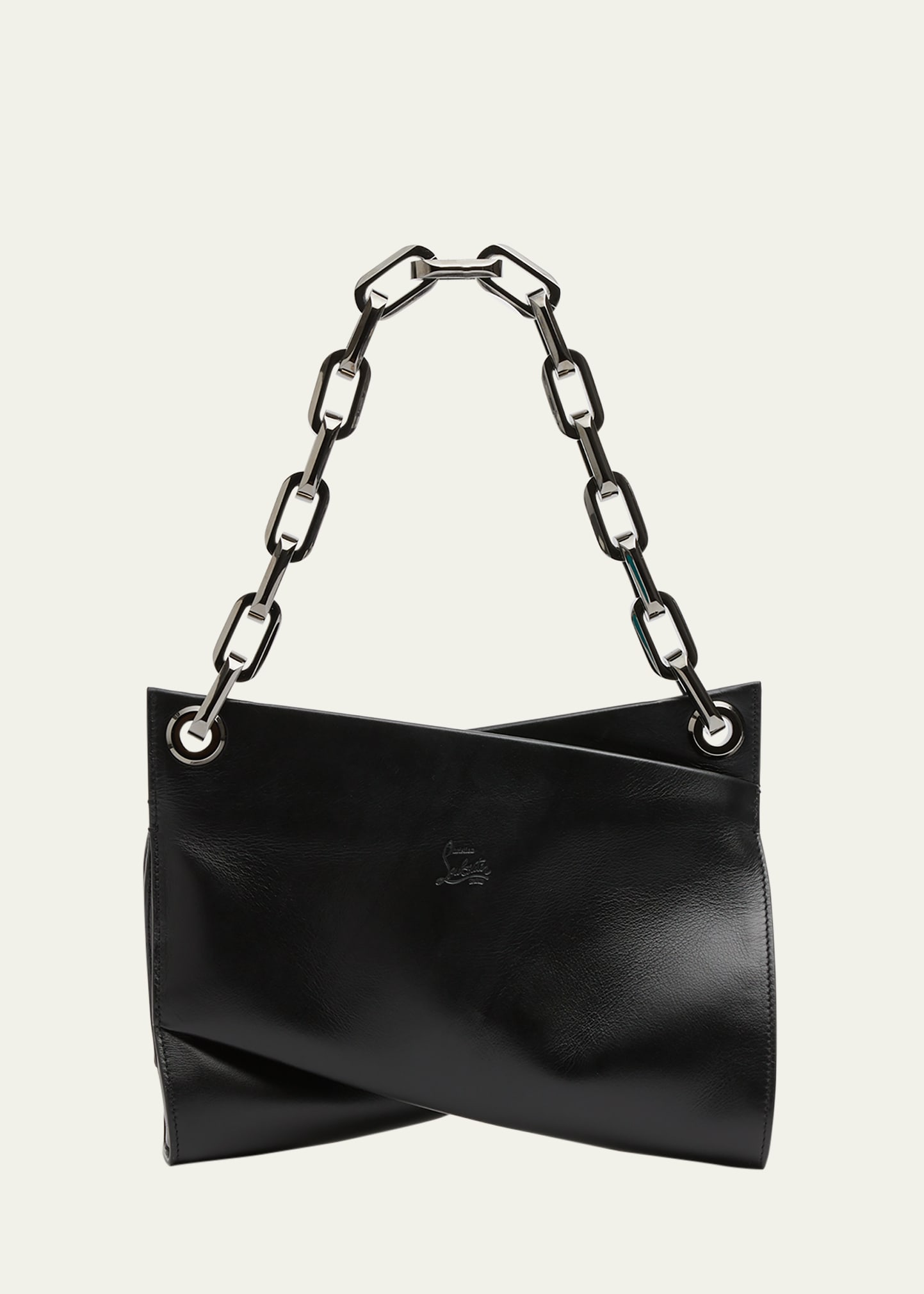 Christian Louboutin Loubitwist Chain Shoulder Bag In Leather In Black