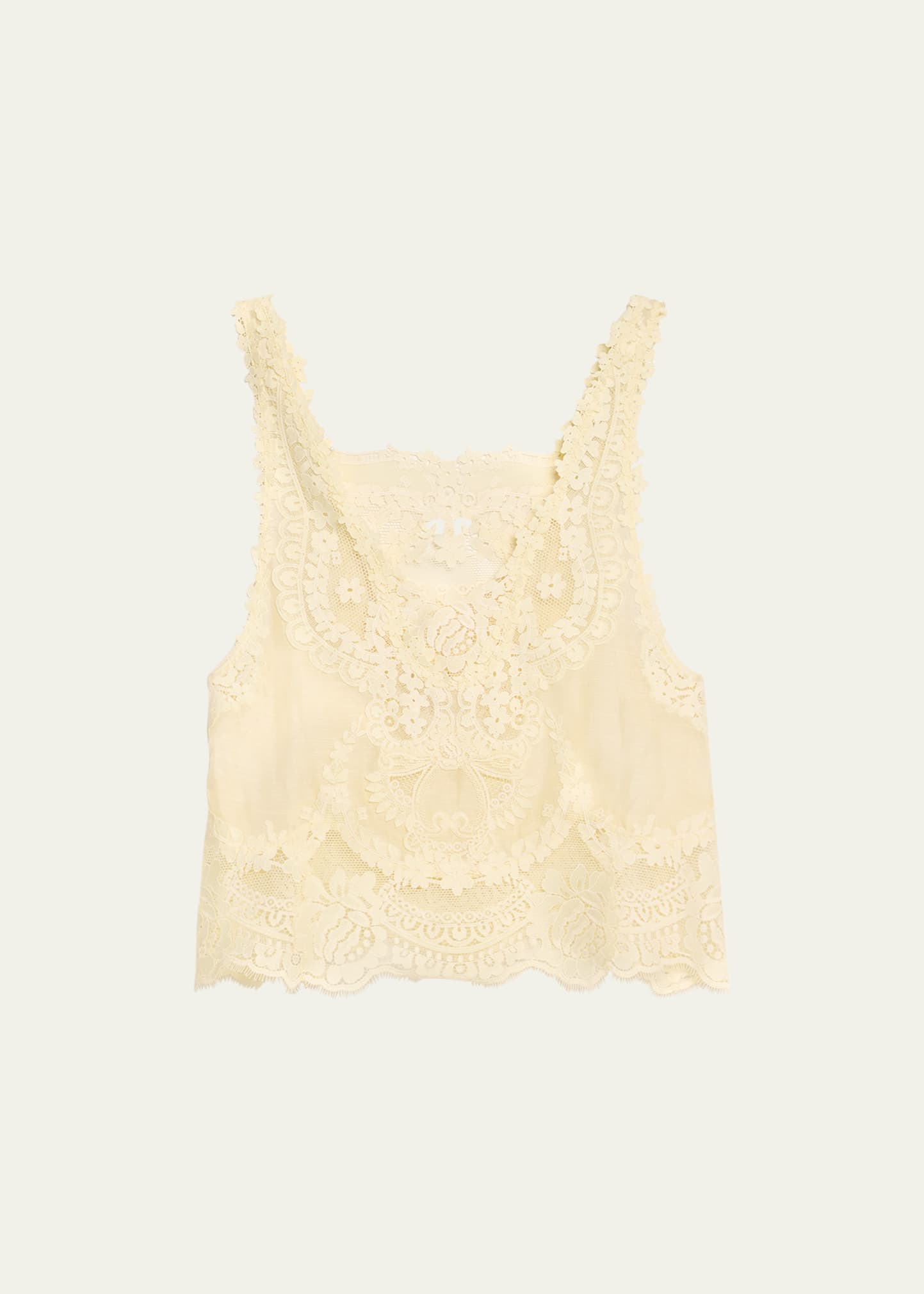 Zimmermann Natura Embroidered Linen-silk Tank Top In Lemon