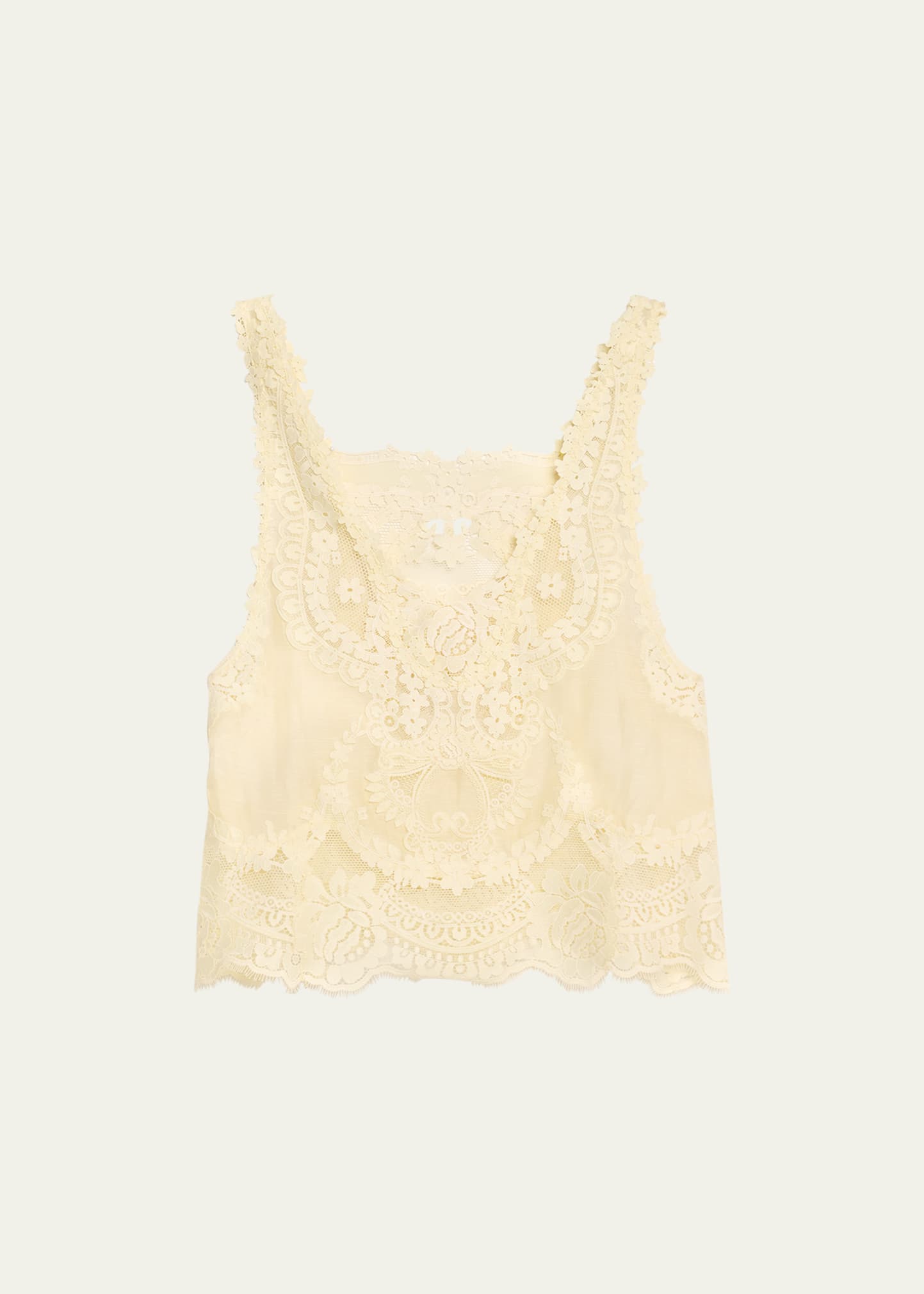 Zimmermann Natura Lace Patch Tank Top In Lemon