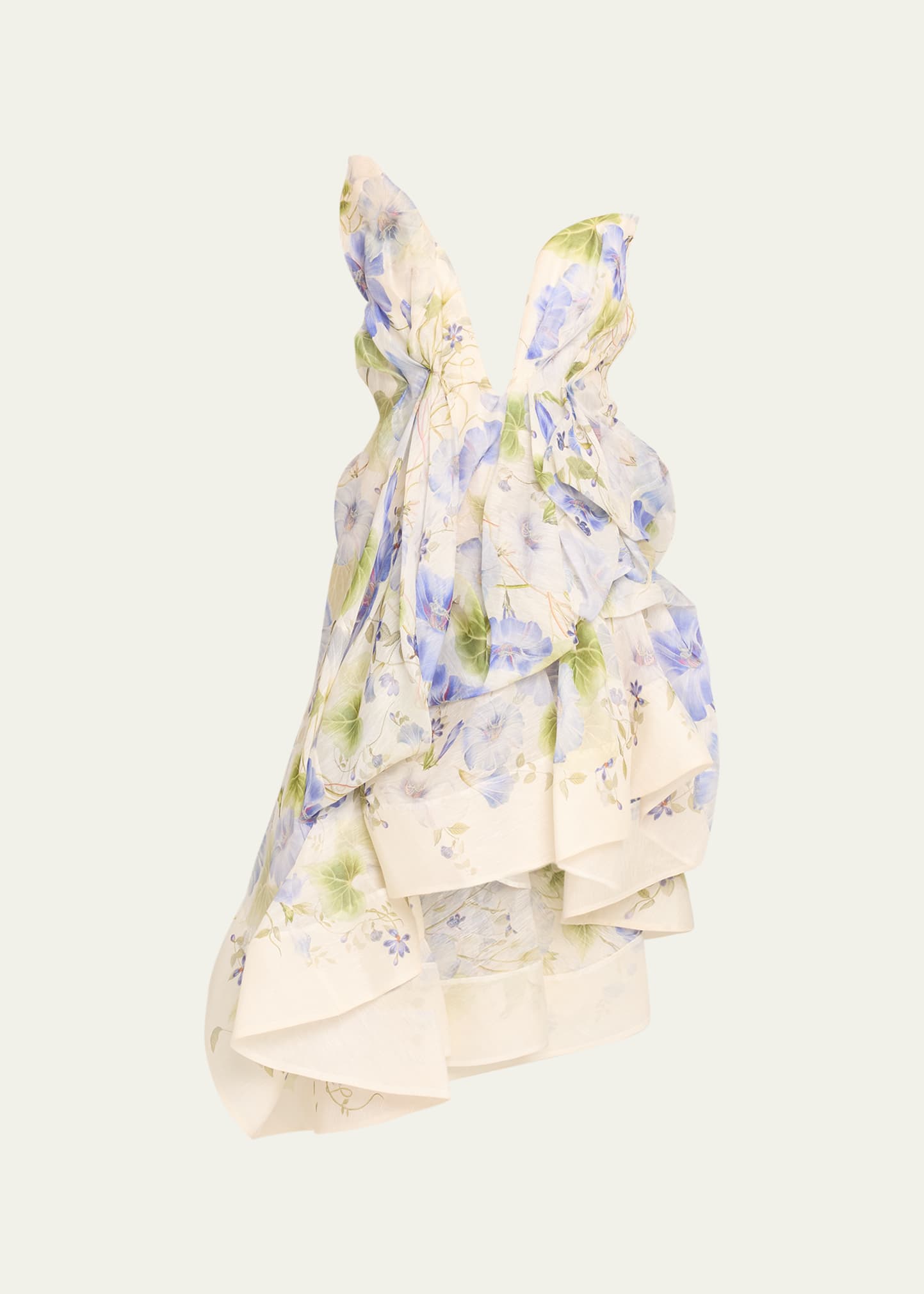 Shop Zimmermann Natura Strapless Draped Mini Dress In Blue Floral
