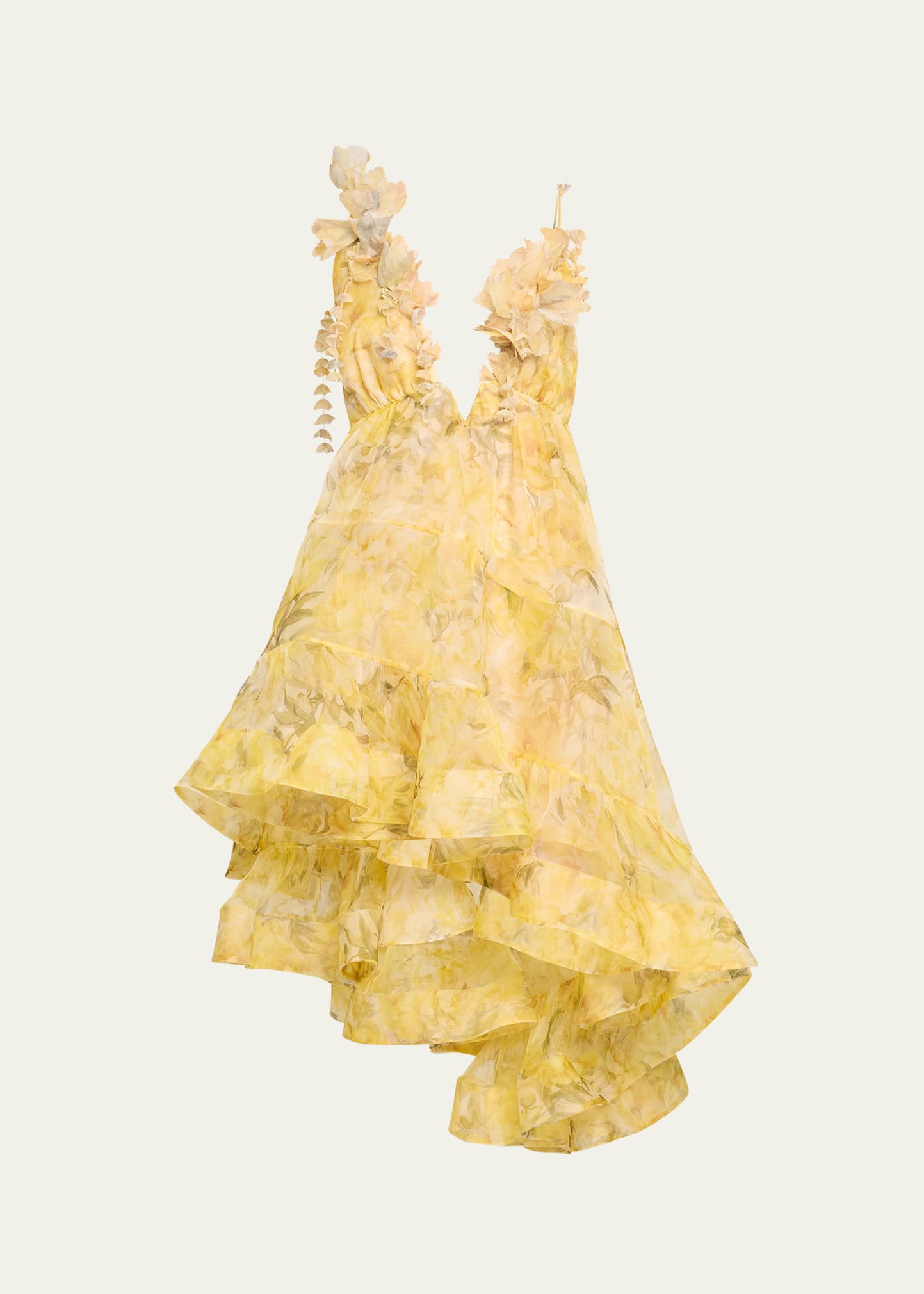 Shop Zimmermann Harmony Asymmetrical Dress In Yellow Peony