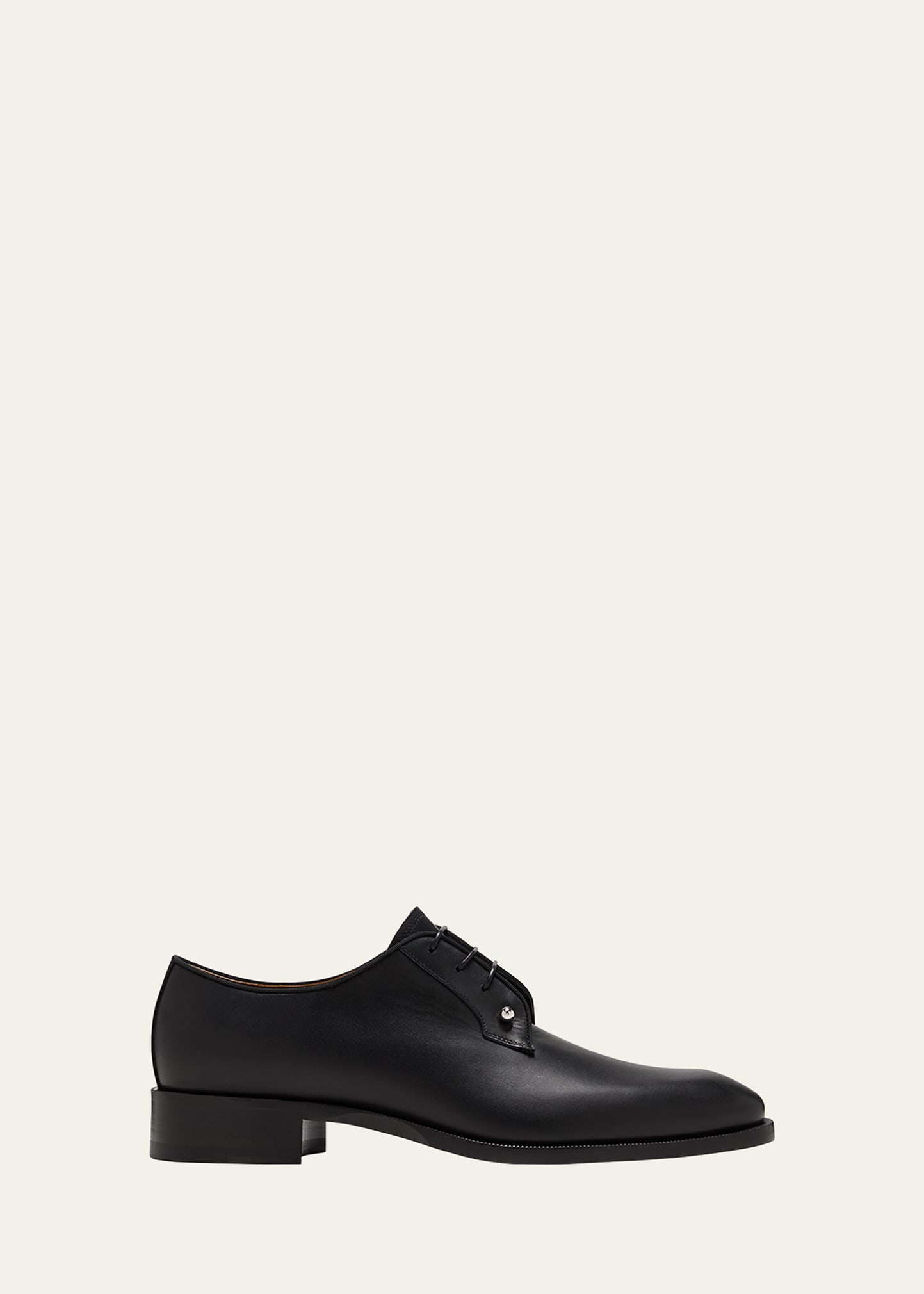 Christian Louboutin Mens Black Chambeliss Leather Derby Shoes Eur 41 / 7 Uk In Black