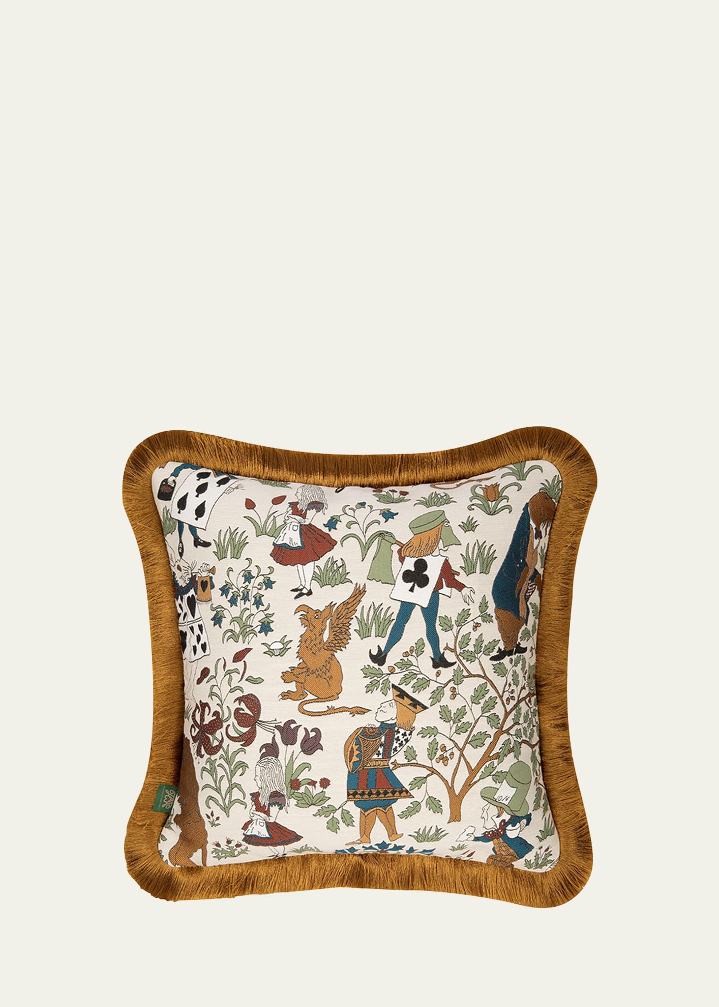 Alice in Wonderland Fringed Jacquard Cushion, 18" Square