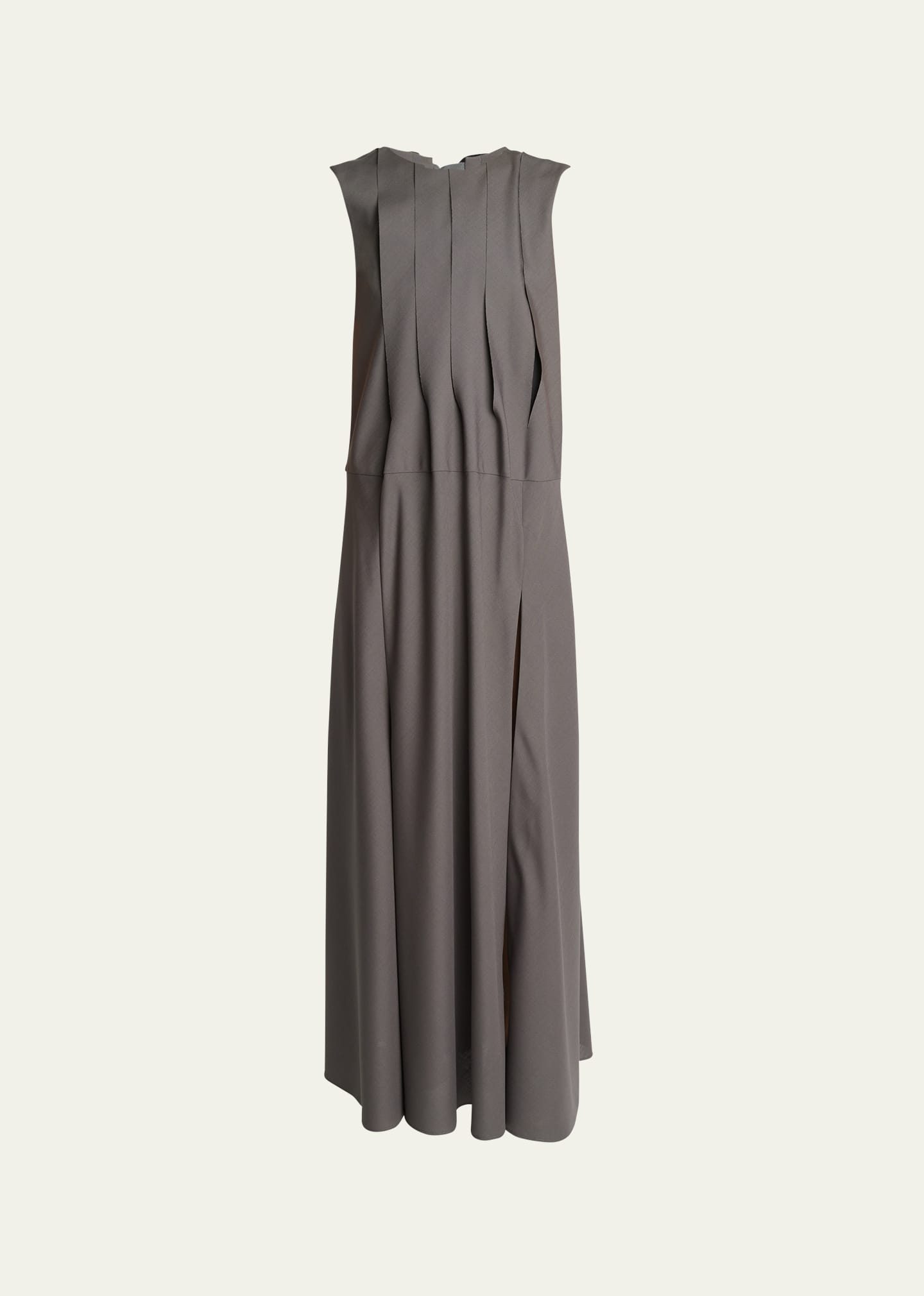 Sleeveless Pleated Suiting Midi Dress