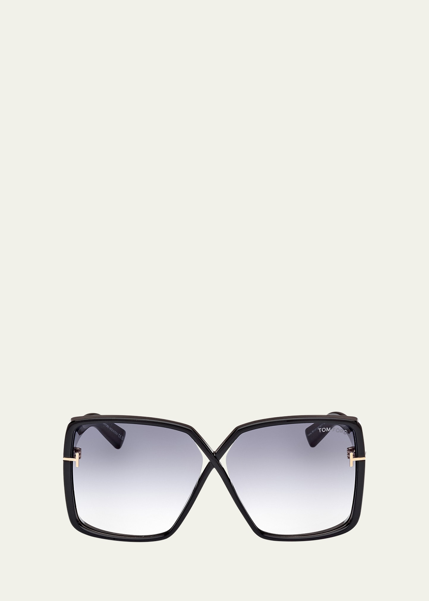 Shop Tom Ford Yvonne Acetate Butterfly Sunglasses In Shiny Black Black