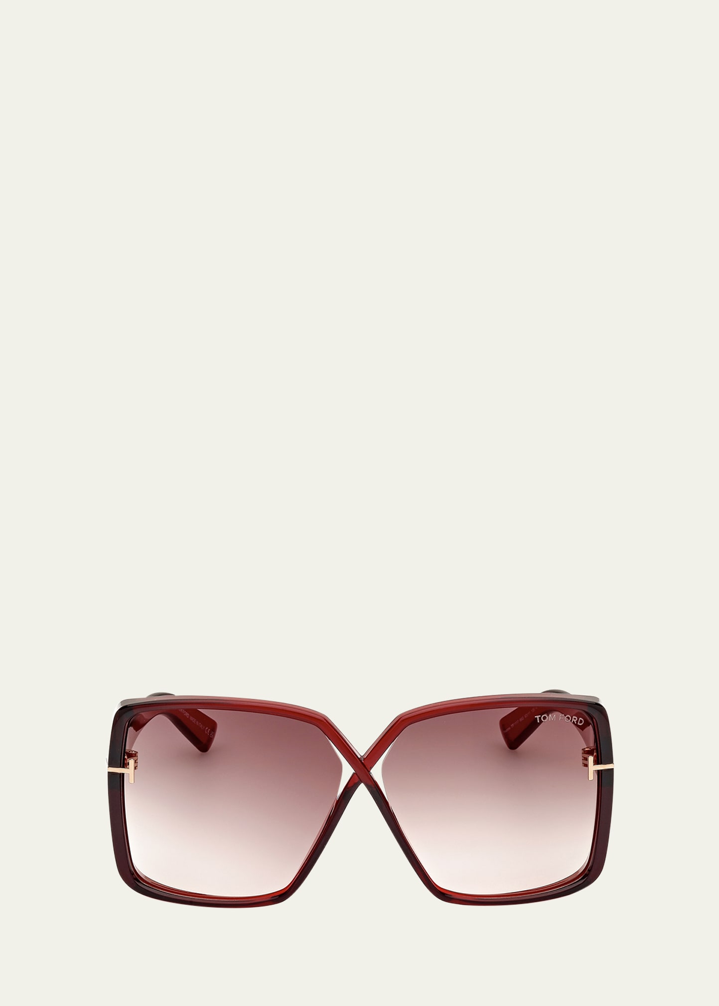 Shop Tom Ford Yvonne Acetate Butterfly Sunglasses In Red