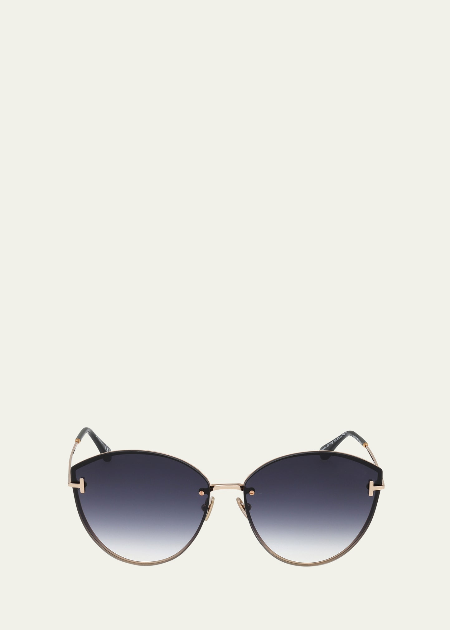 Shop Tom Ford Evangeline Metal Cat-eye Sunglasses In Shiny Rose Gold G
