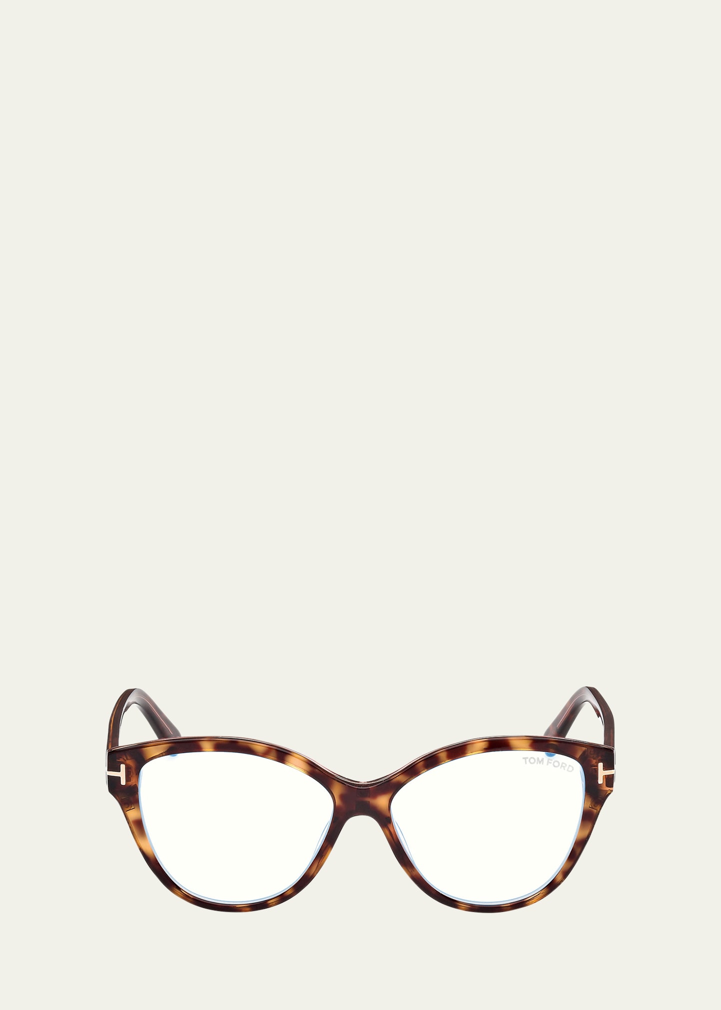 Tom Ford Blue Light Blocking Acetate Cat-eye Glasses In Shiny Havana And