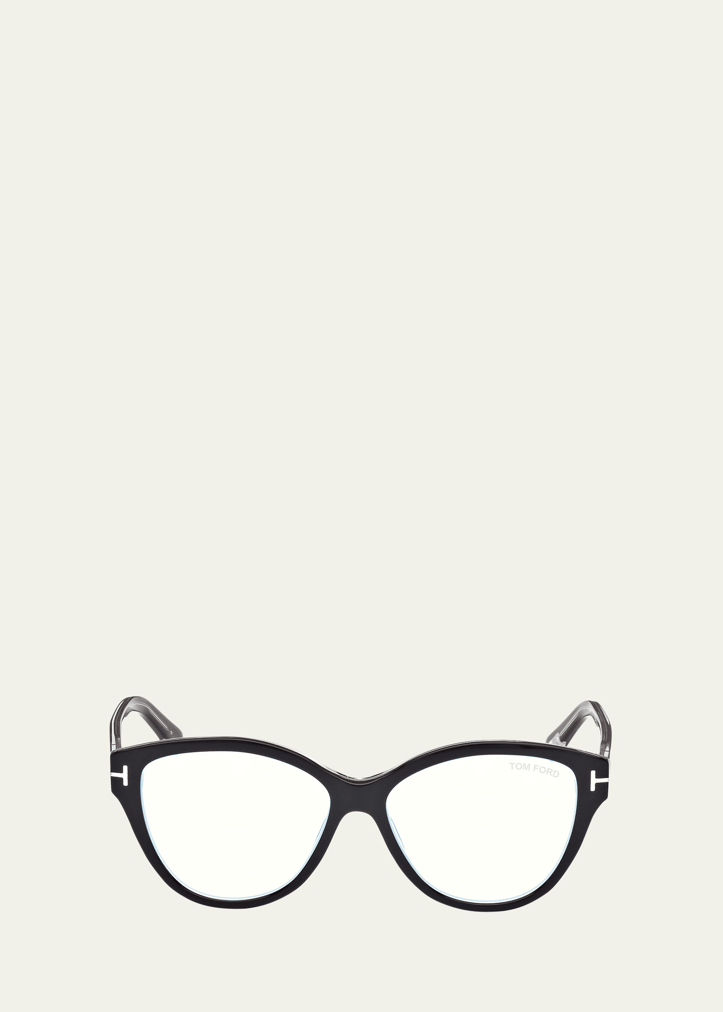 Tom Ford 54mm Blue Light Blocking Cat Eye Glasses In Shiny Black Cryst