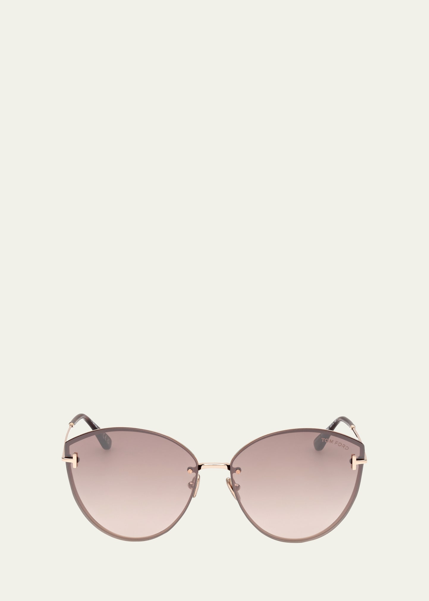 Shop Tom Ford Evangeline Metal Cat-eye Sunglasses In Shiny Rose Gold D