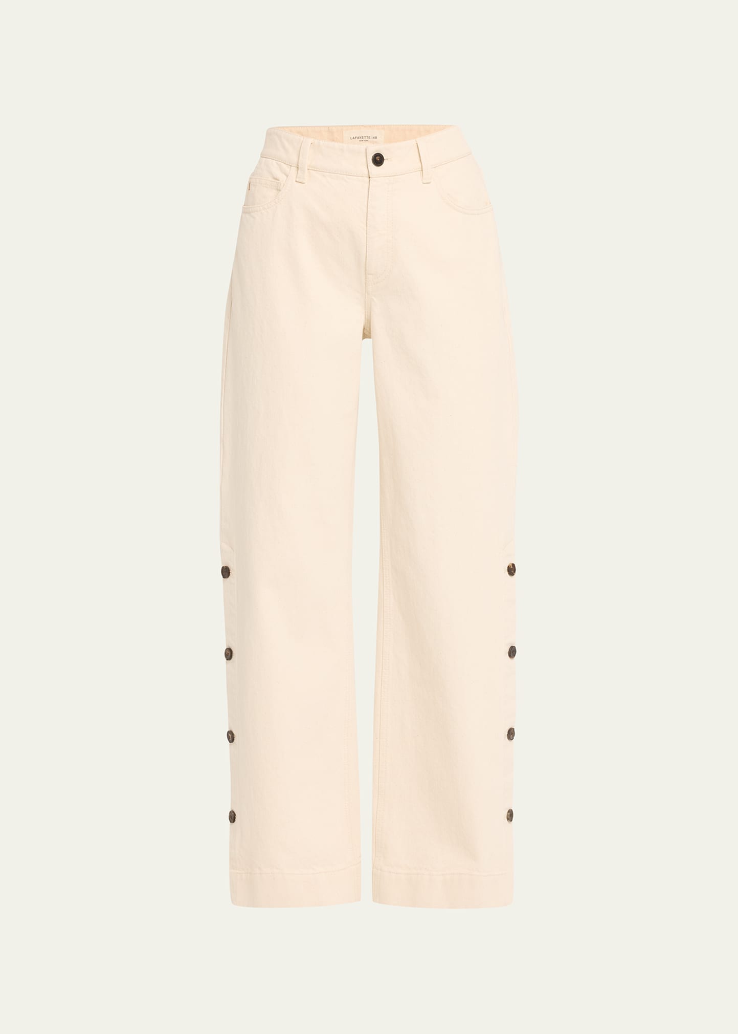 Lafayette 148 Wyckoff High-rise Straight-leg Denim Jeans In Washed Ecru