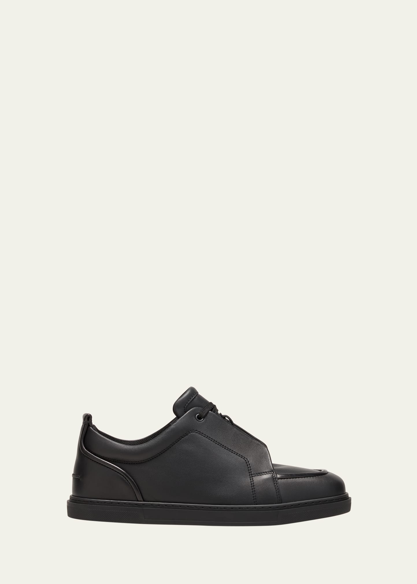 Shop Christian Louboutin Men's Jimmy Low-top Nappa Leather Sneakers In Black
