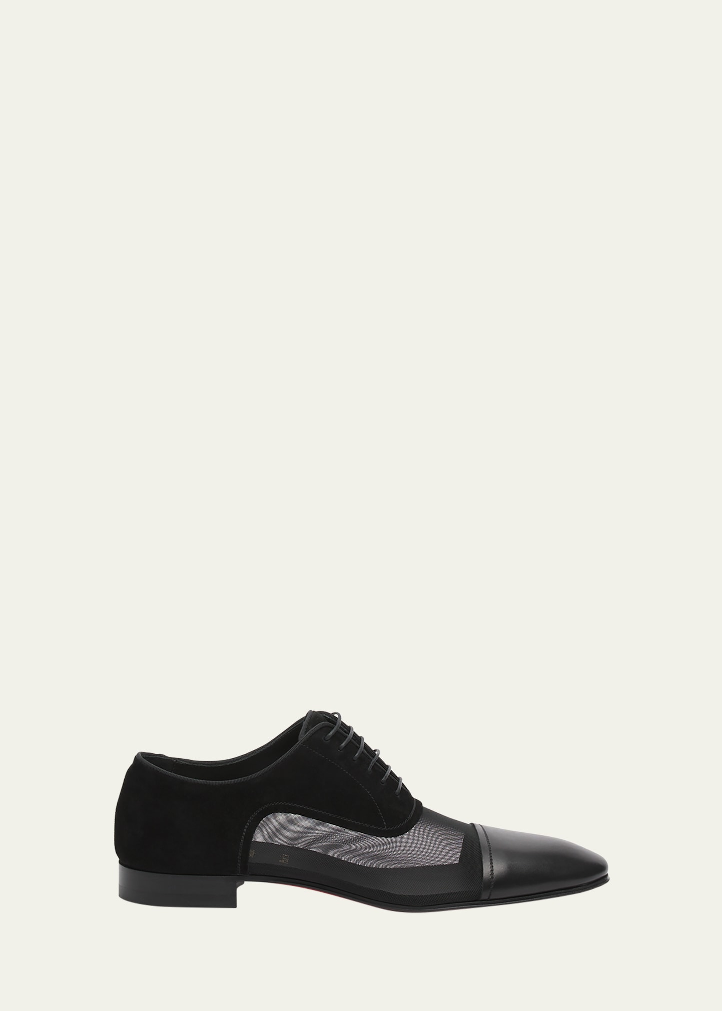 Shop Christian Louboutin Men's Greggo Leather Mesh Oxfords In Version Black