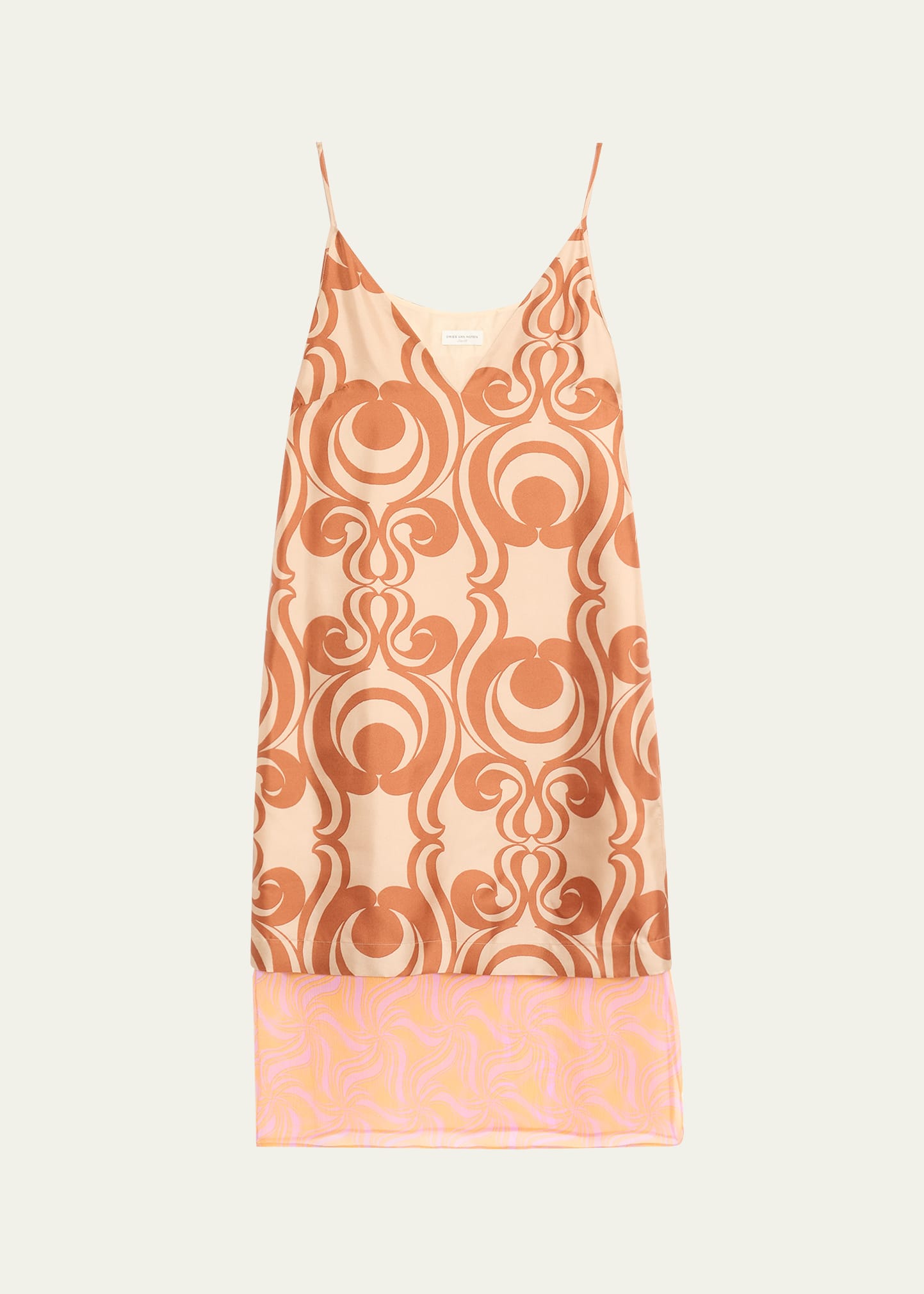 Shop Dries Van Noten Dantar Printed Silk Midi Dress In Brown