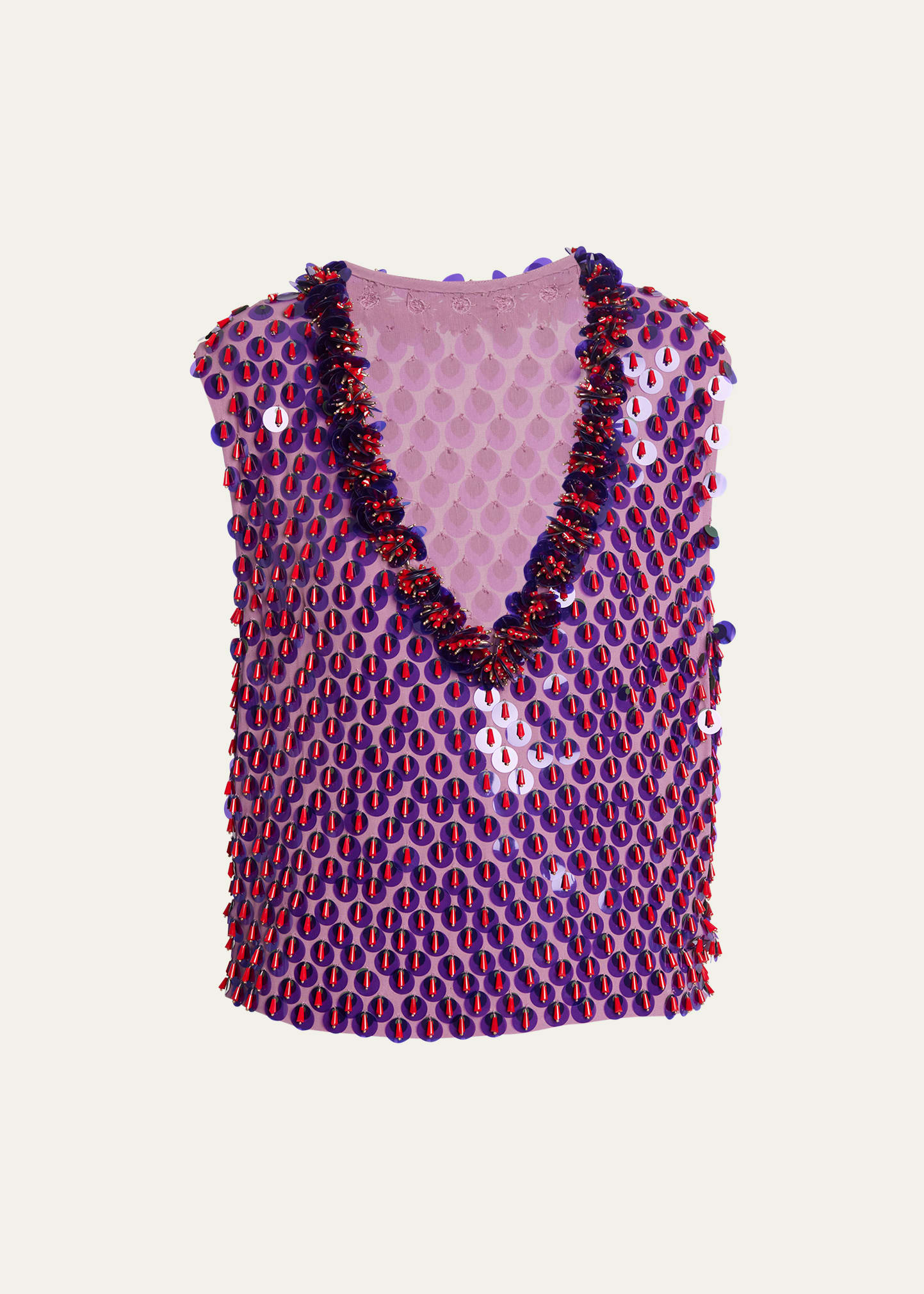 Dries Van Noten College Embellished Plunging Tank Top In Lilac