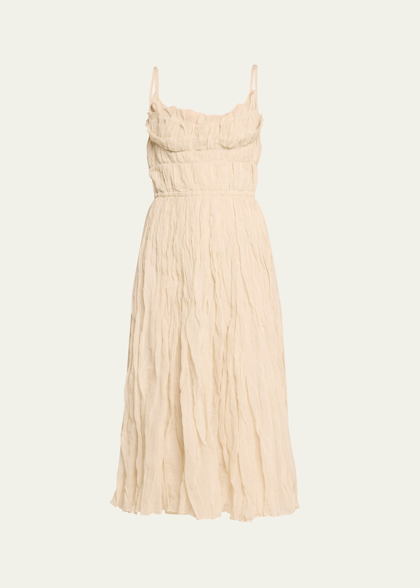 Brigitte Ruffled Cotton-Blend Midi Dress
