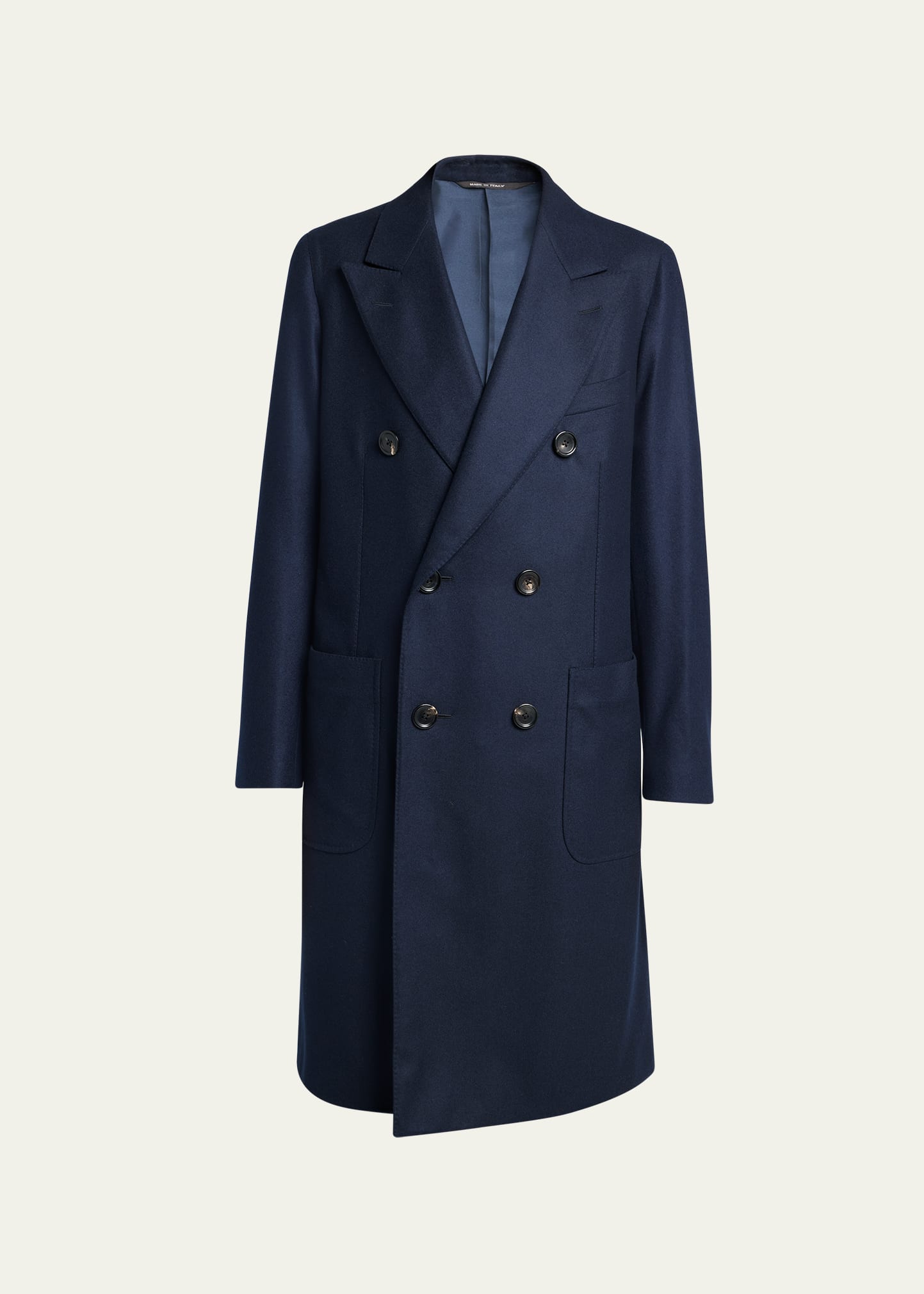 Herwin Double-Breasted Wool Cashmere Flannel Coat