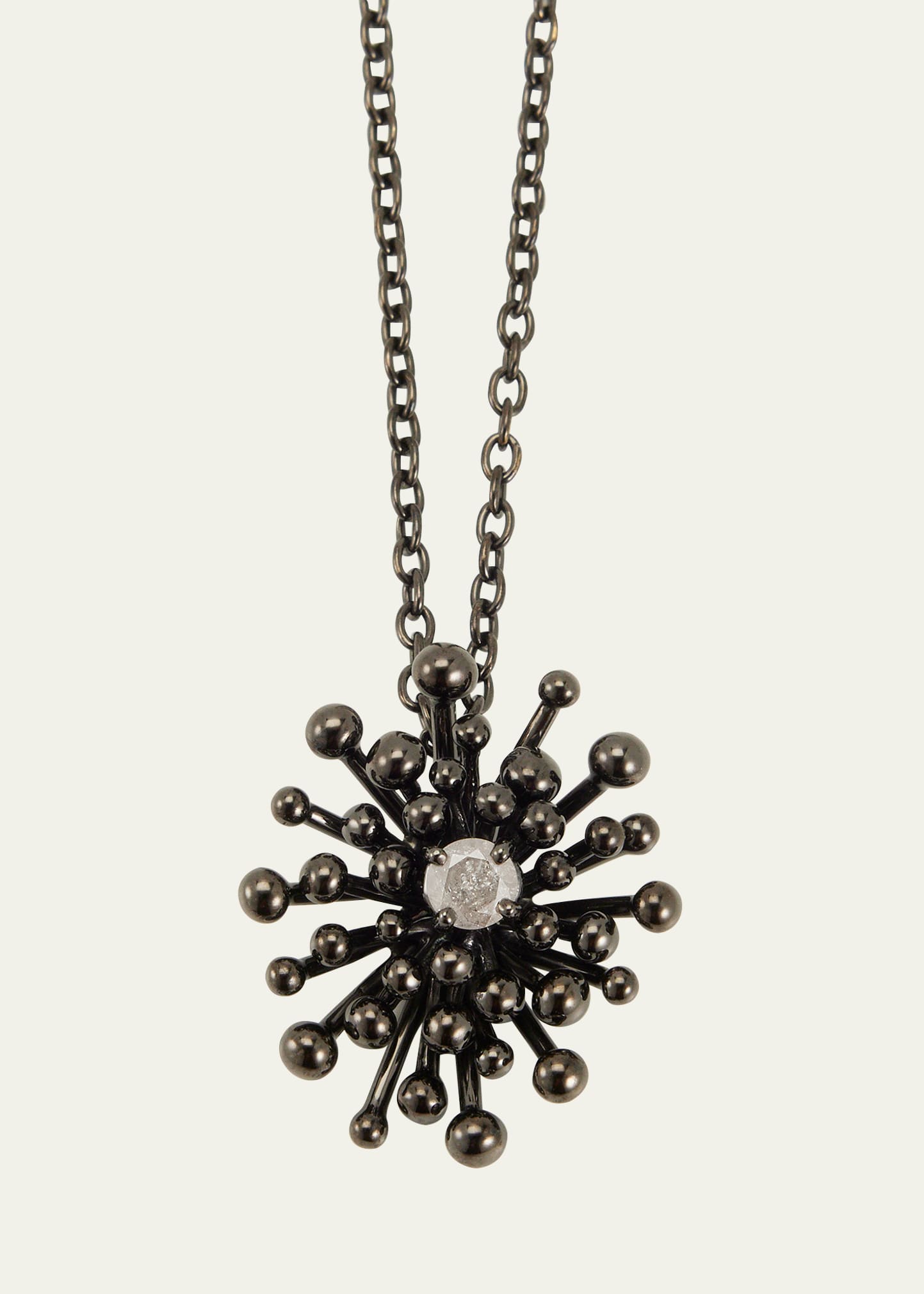 18K White Gold and Black Rhodium Nocturne Pendant Necklace with Gray Diamond