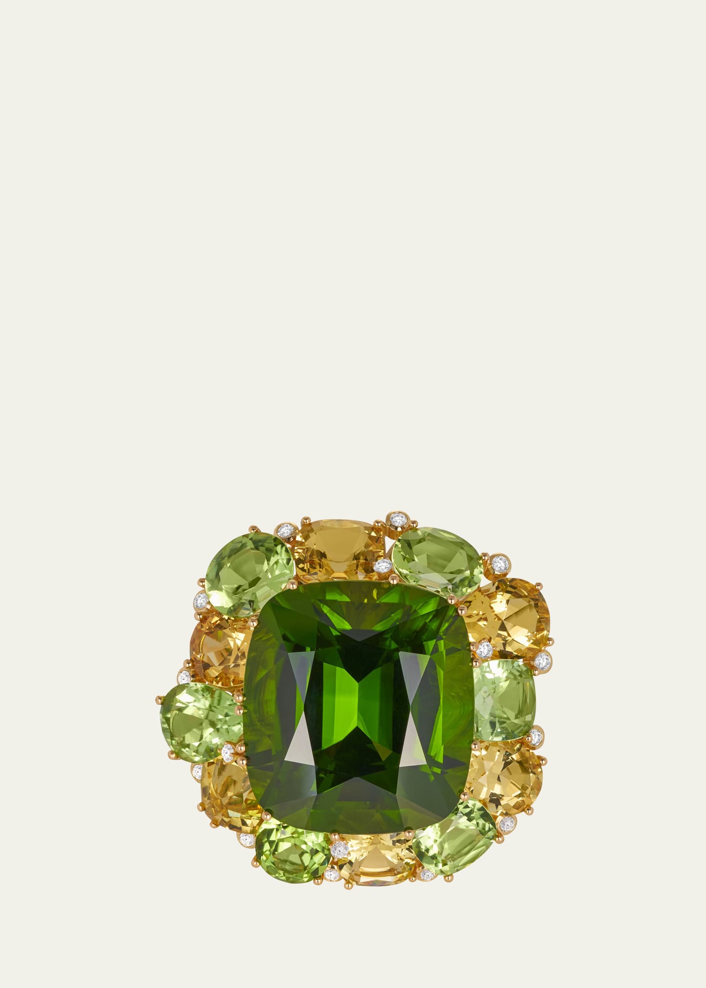 Margot Mckinney Jewelry Yellow Beryl, Peridot, And Diamond Statement Ring In Green