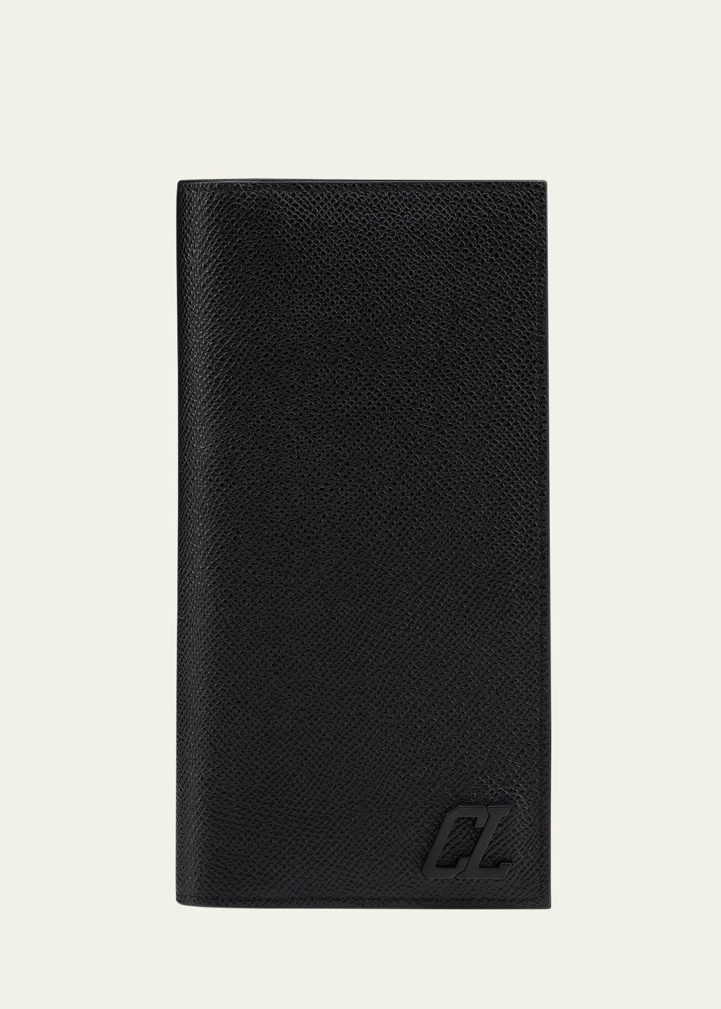 Christian Louboutin Men's Groovy Vertical Long Bifold Wallet In Black/black