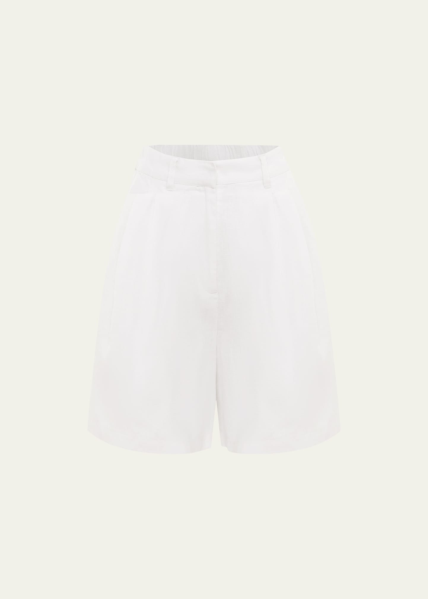 Posse Marchello Linen Bermuda Shorts In Ivory