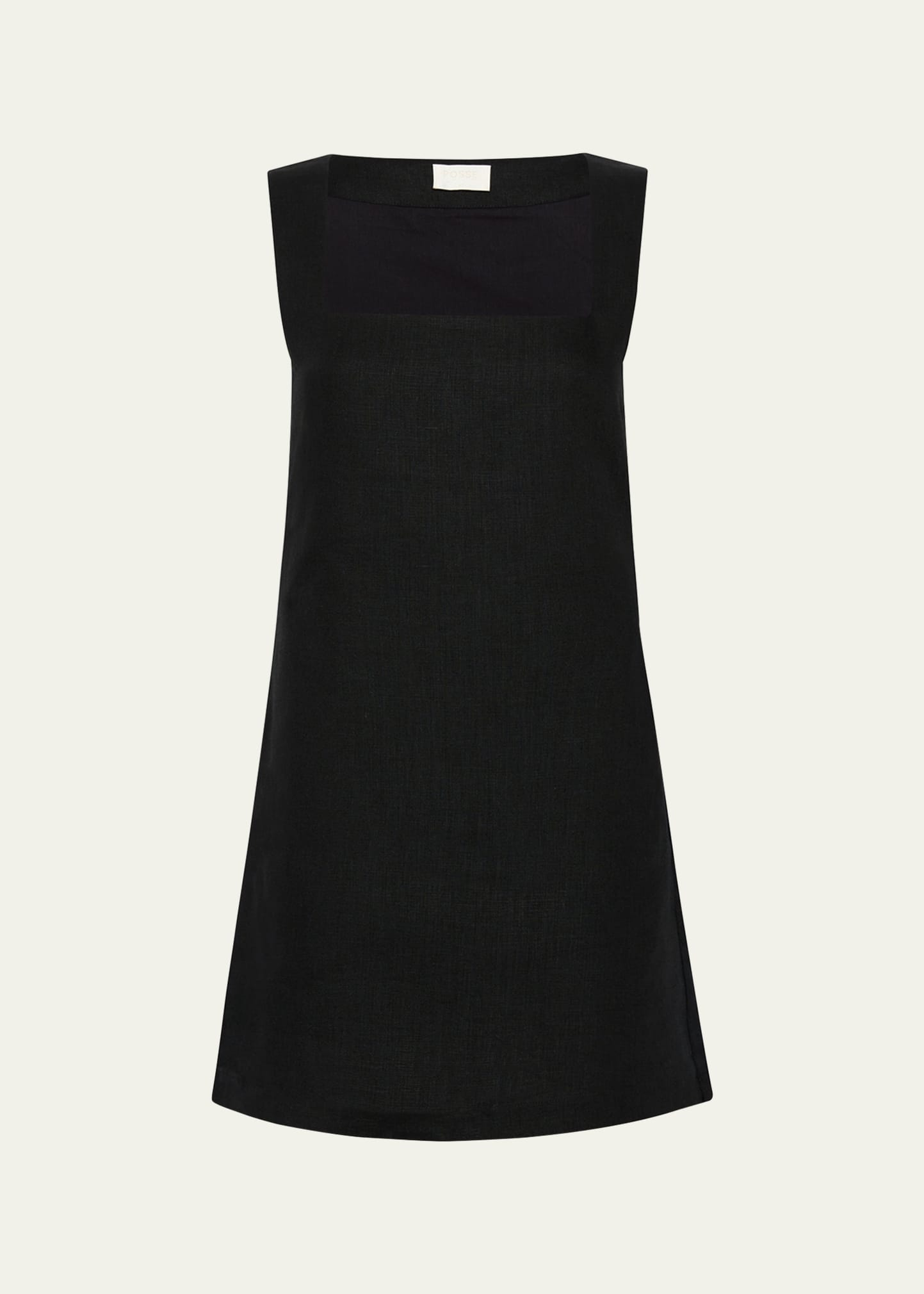 Posse Alice Linen Mini Dress In Black
