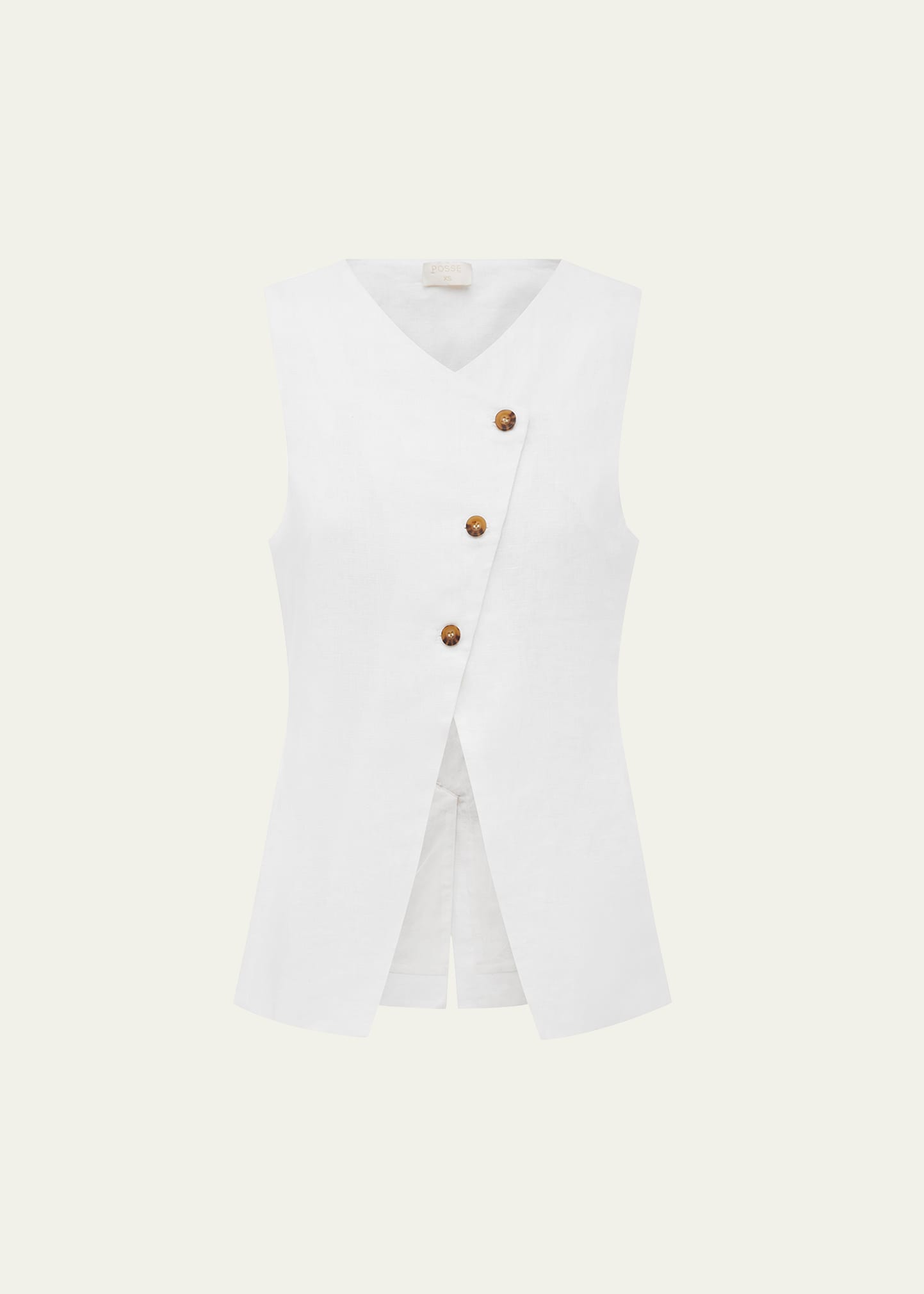Posse Gigi Cutaway Asymmetric Linen Vest In White