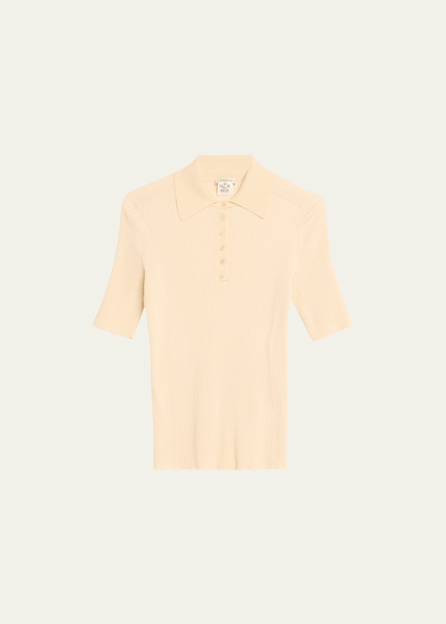 Lafayette 148 Ribbed Elbow-sleeve Polo In Pebble