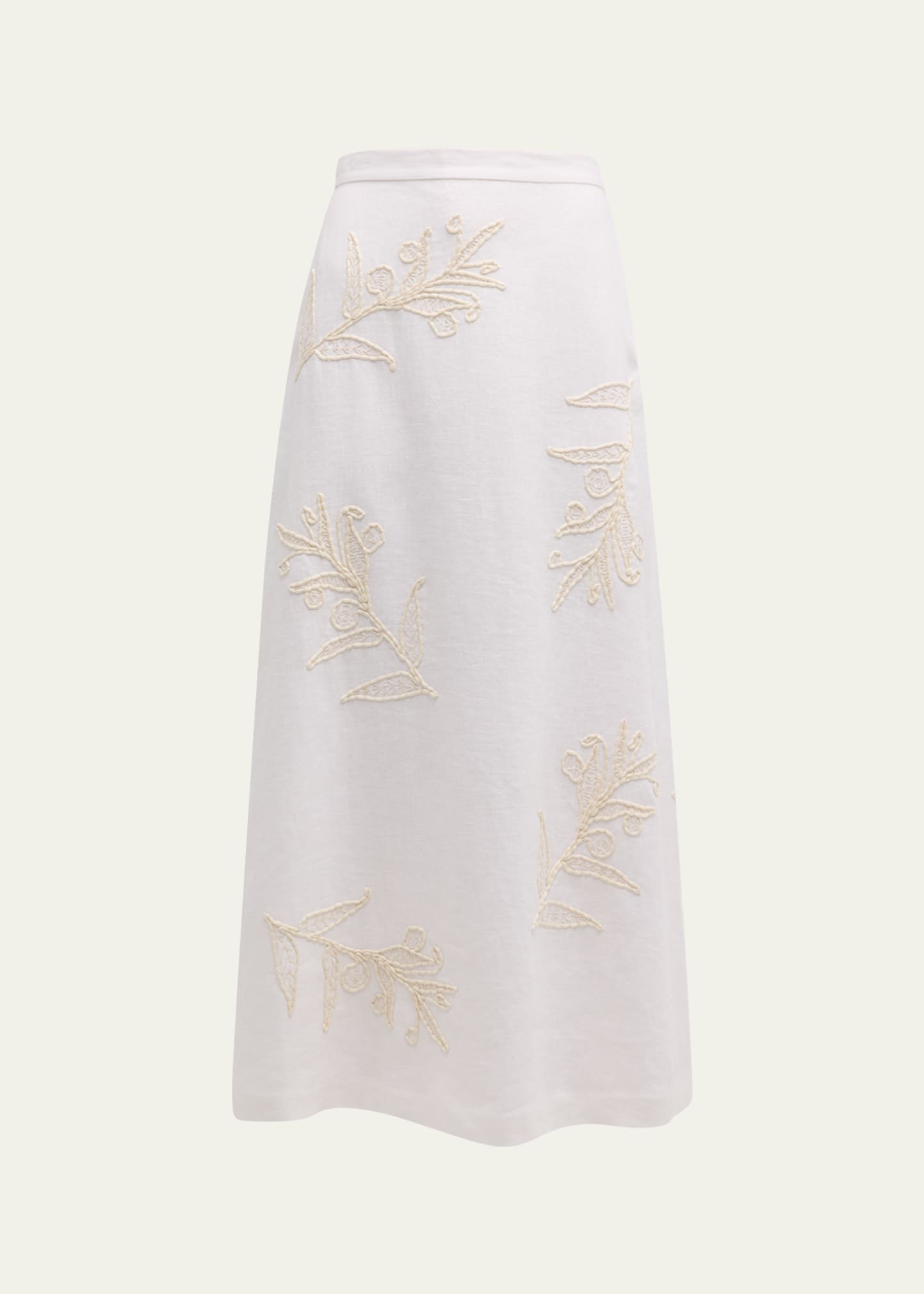 Lafayette 148 Embroidered A-line Maxi Skirt In White