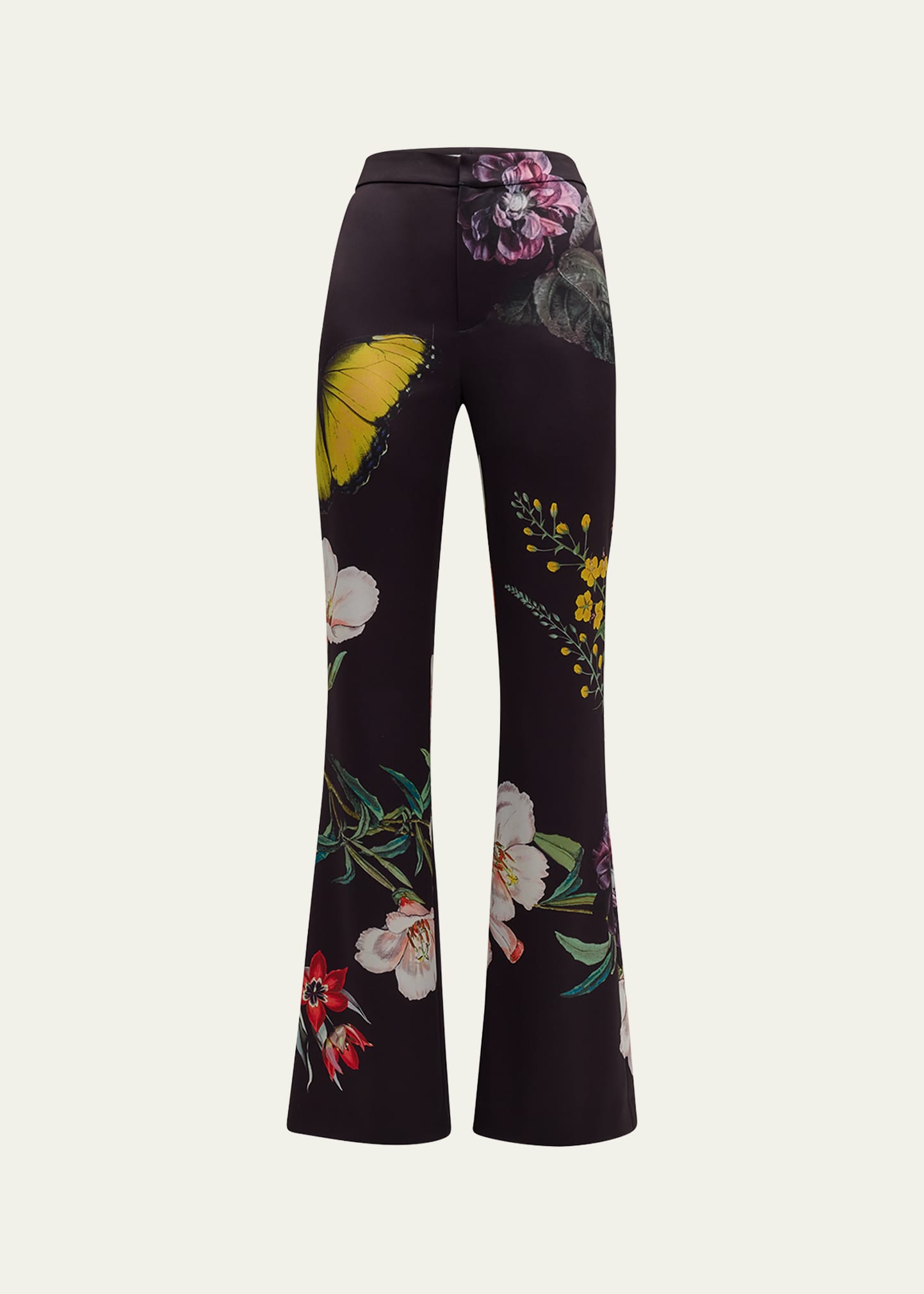 Alice And Olivia Essential Floral Ronnie High-rise Straight-leg Trousers In Multi