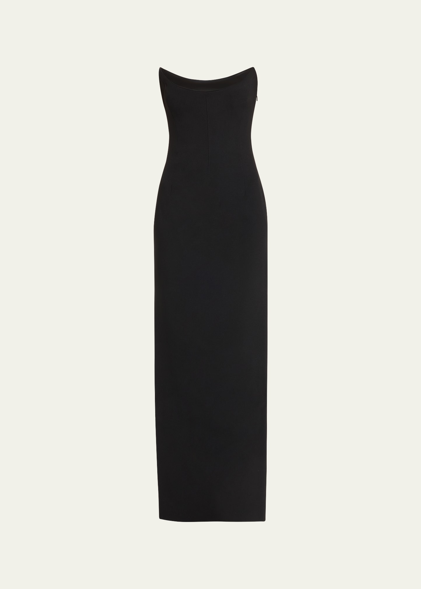 Shop Versace Strapless Techno Bonded Granite Gown In Black