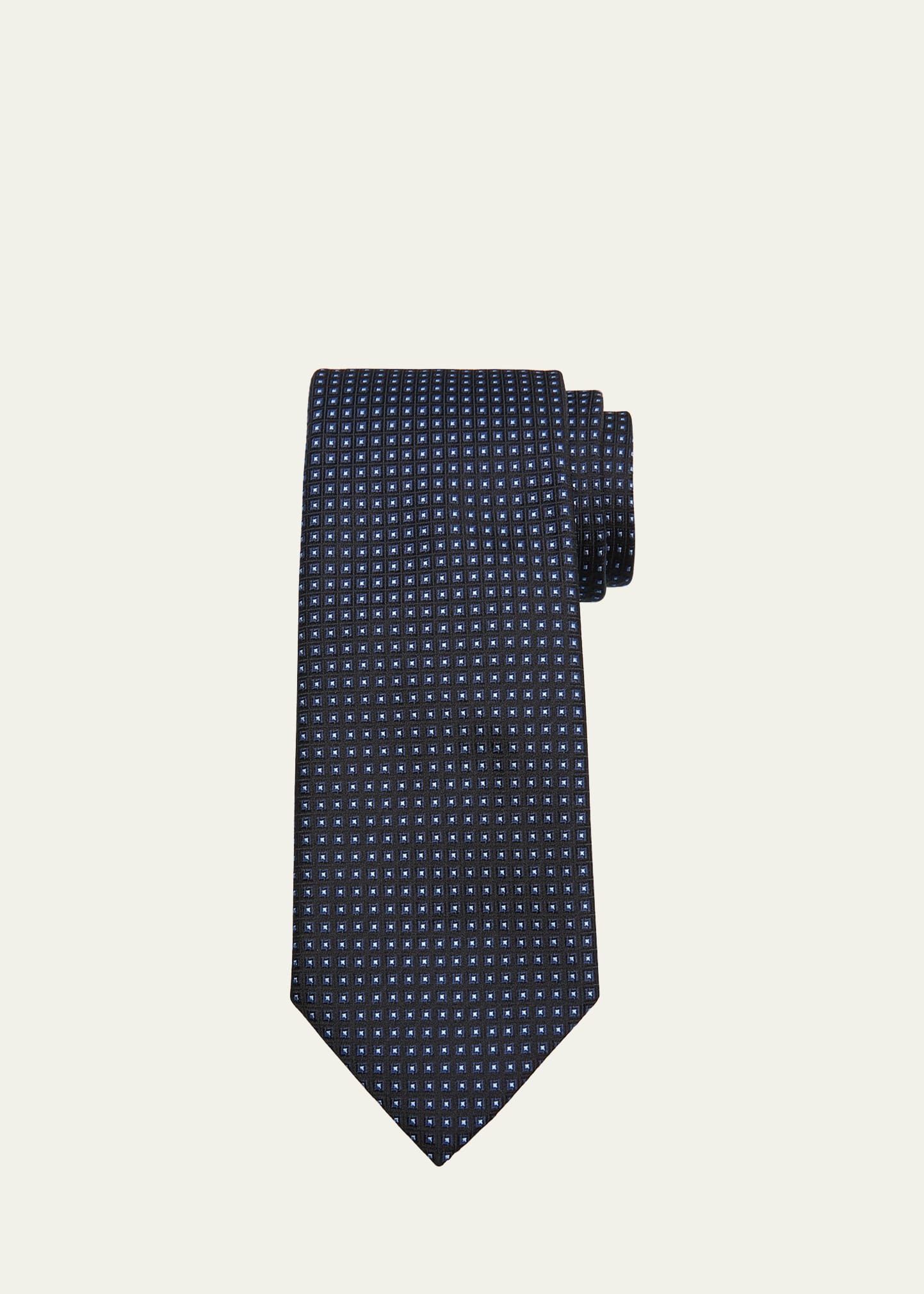 Zegna Men's Micro-geometric Silk Tie In Blue