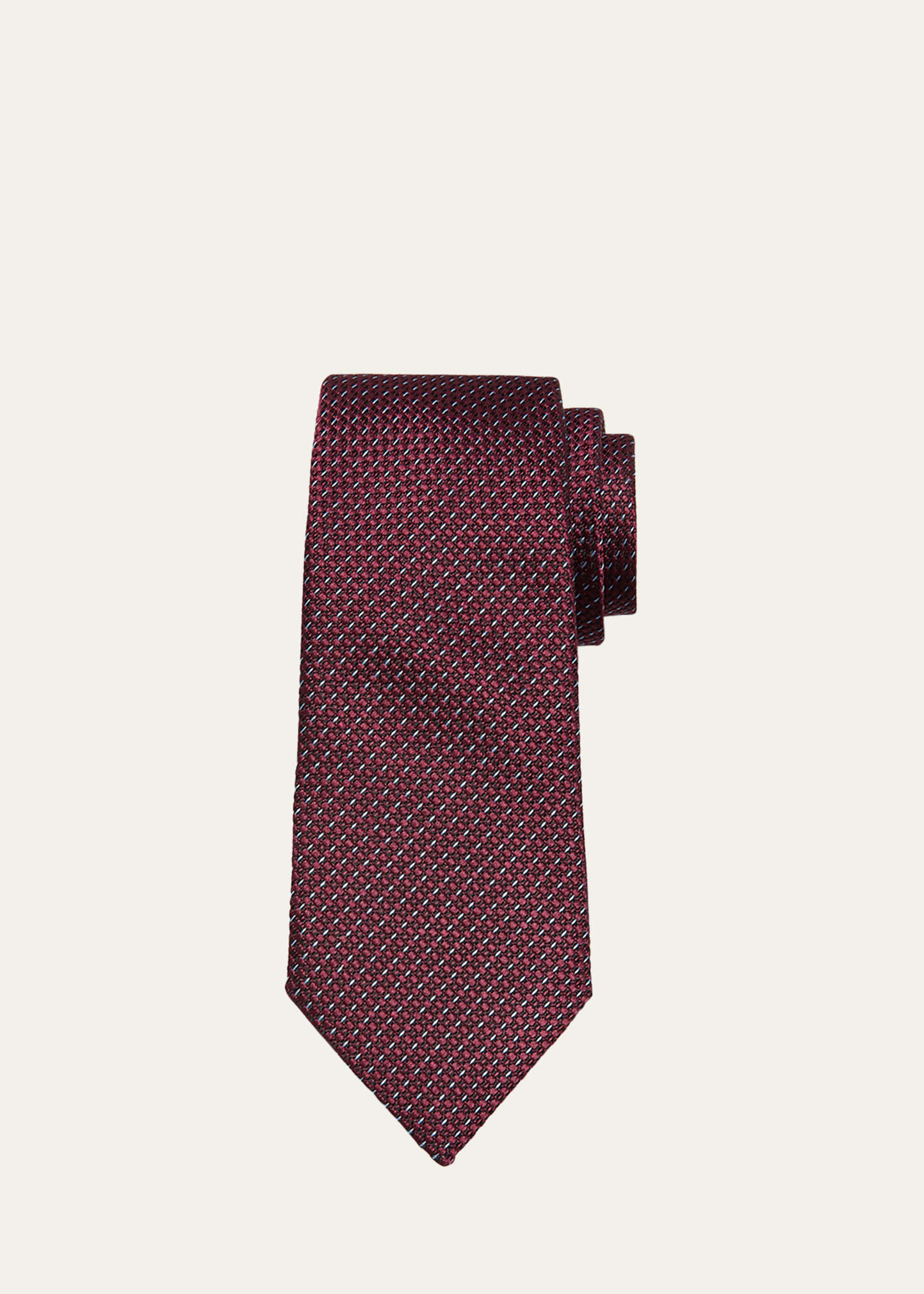 Zegna Men's Micro-woven Silk Tie In Brown