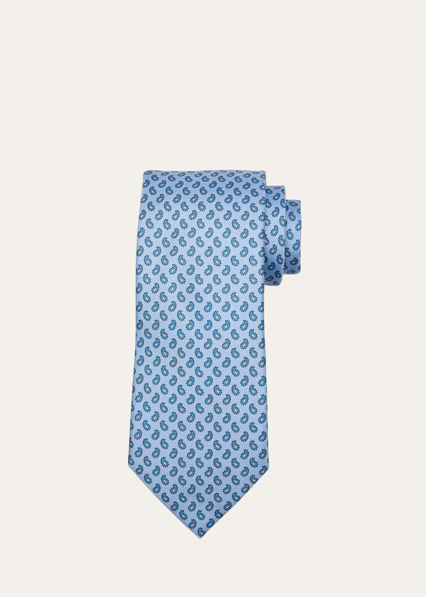 Zegna Men's Paisley-print Silk Tie In Blue