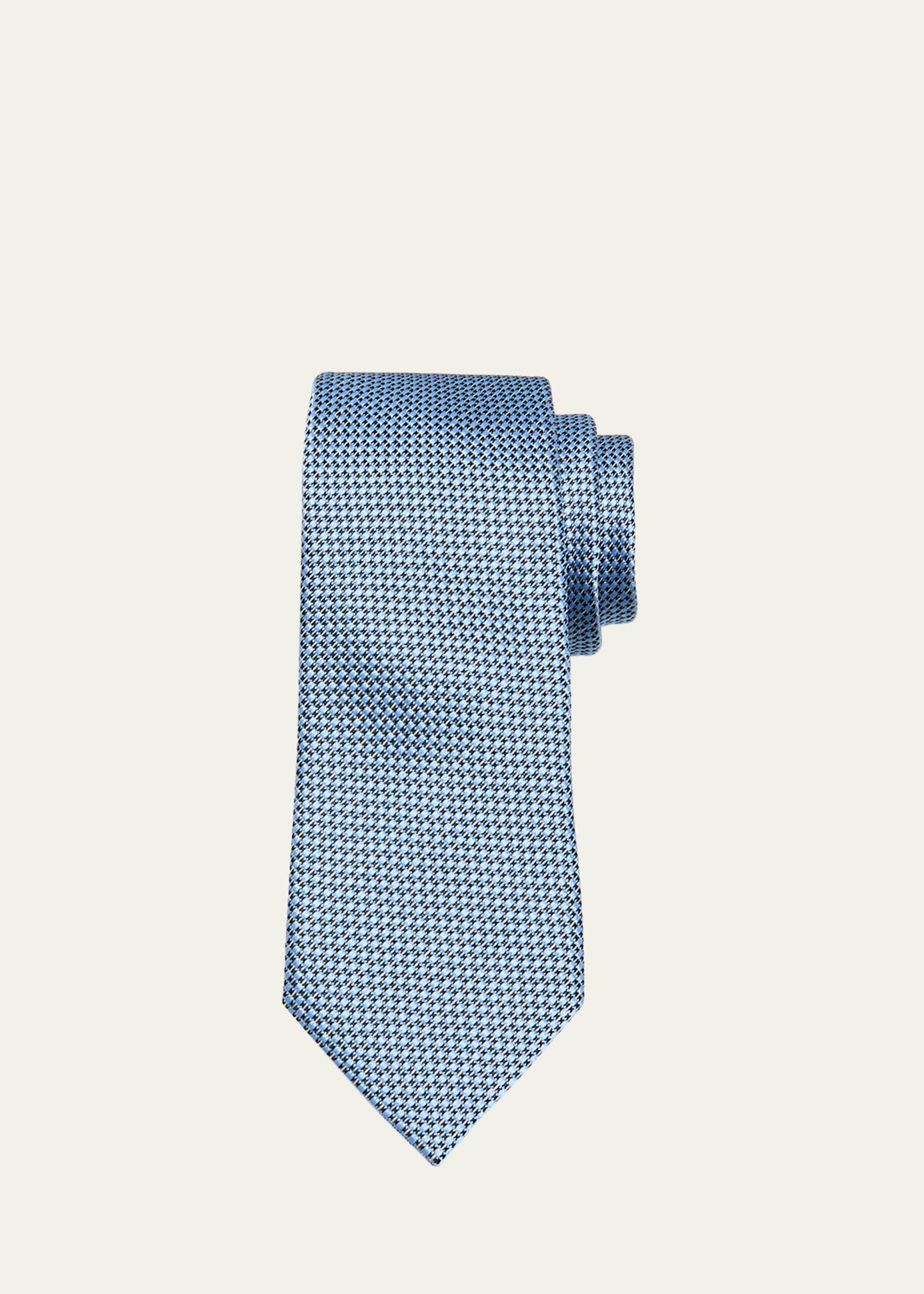 Zegna Men's Woven Silk Tie In Br Blu Micro-fan