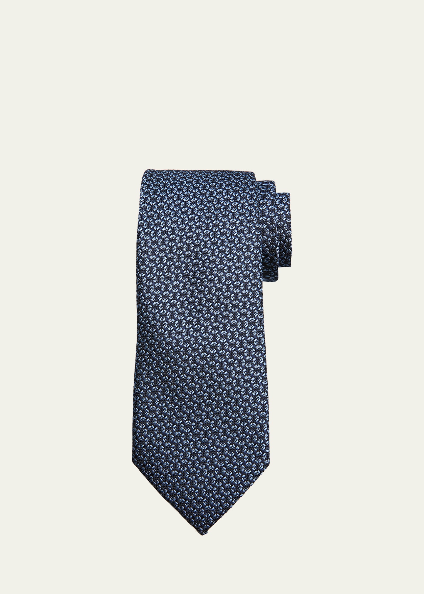 Zegna Men's Geometric Jacquard Silk Tie In Blue