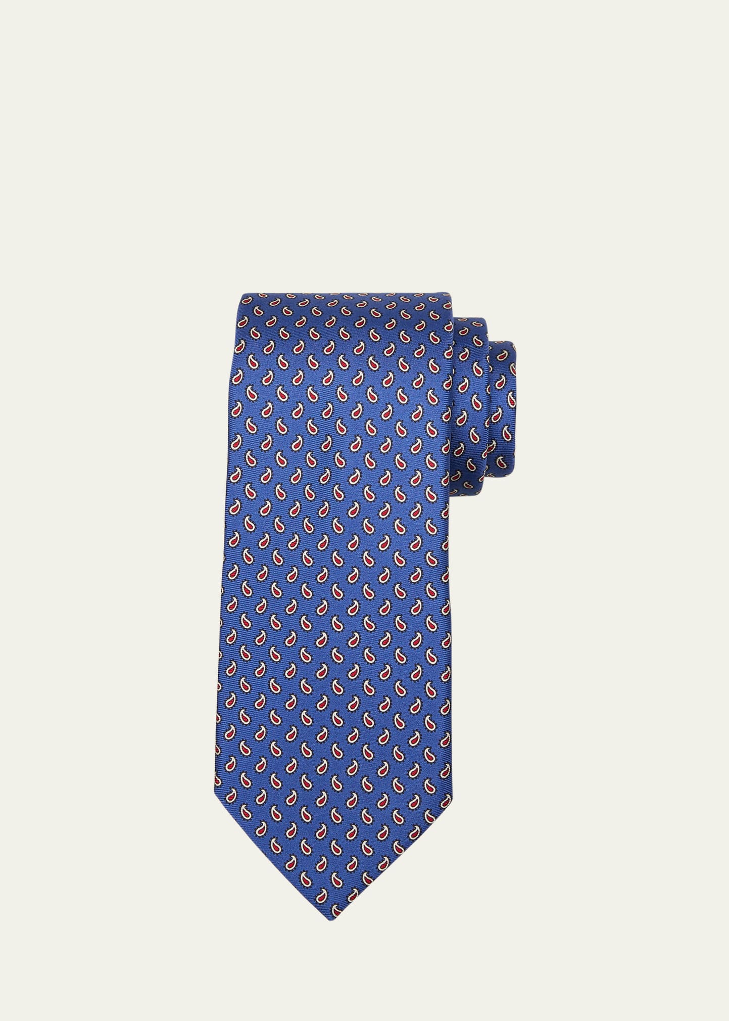 Zegna Men's Paisley-print Silk Tie In Brown