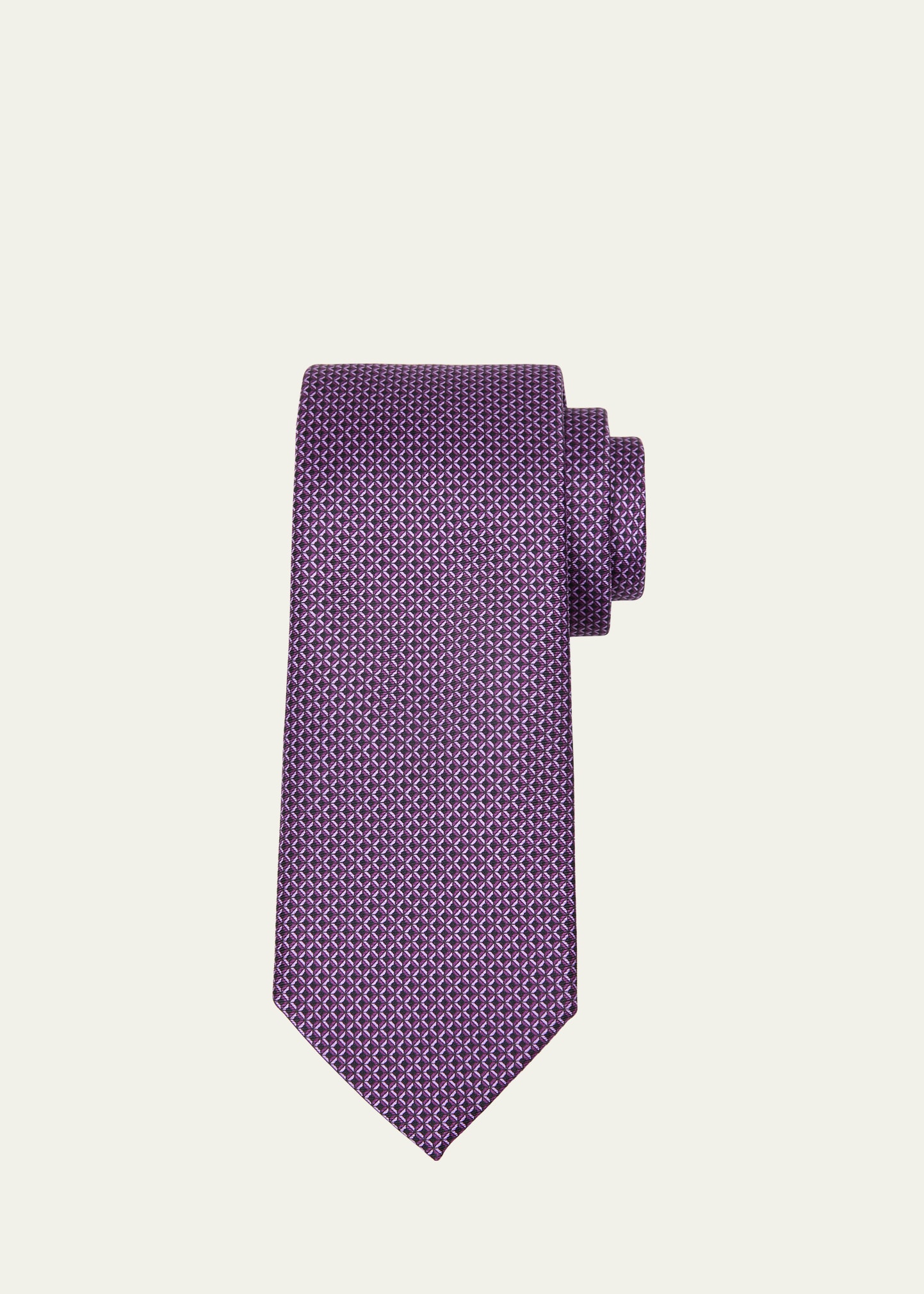 Zegna Men's Silk Geometric Check-print Tie In Md Prp Fan