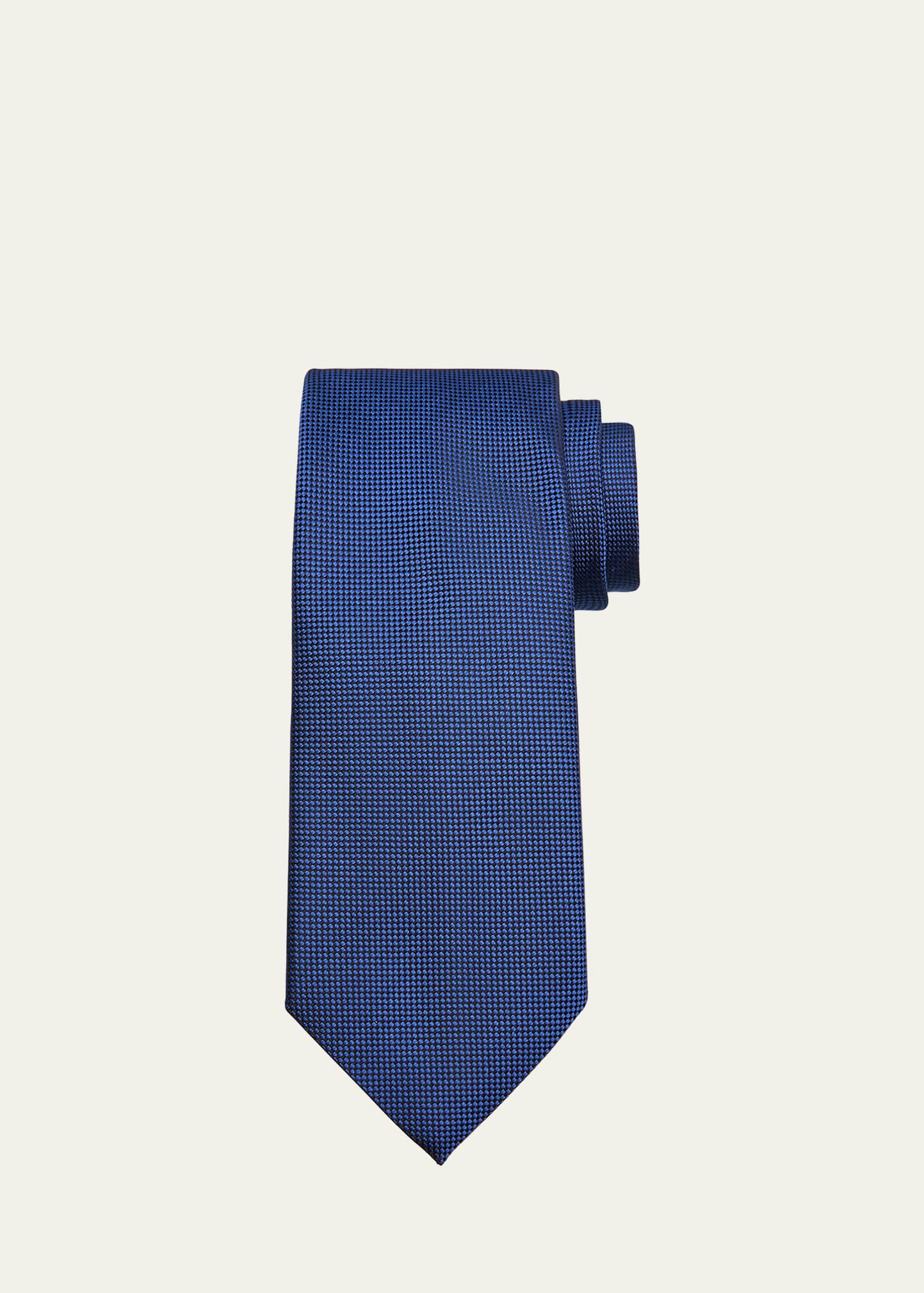 Zegna Men's Textured Silk Tie In Md Blu Sld