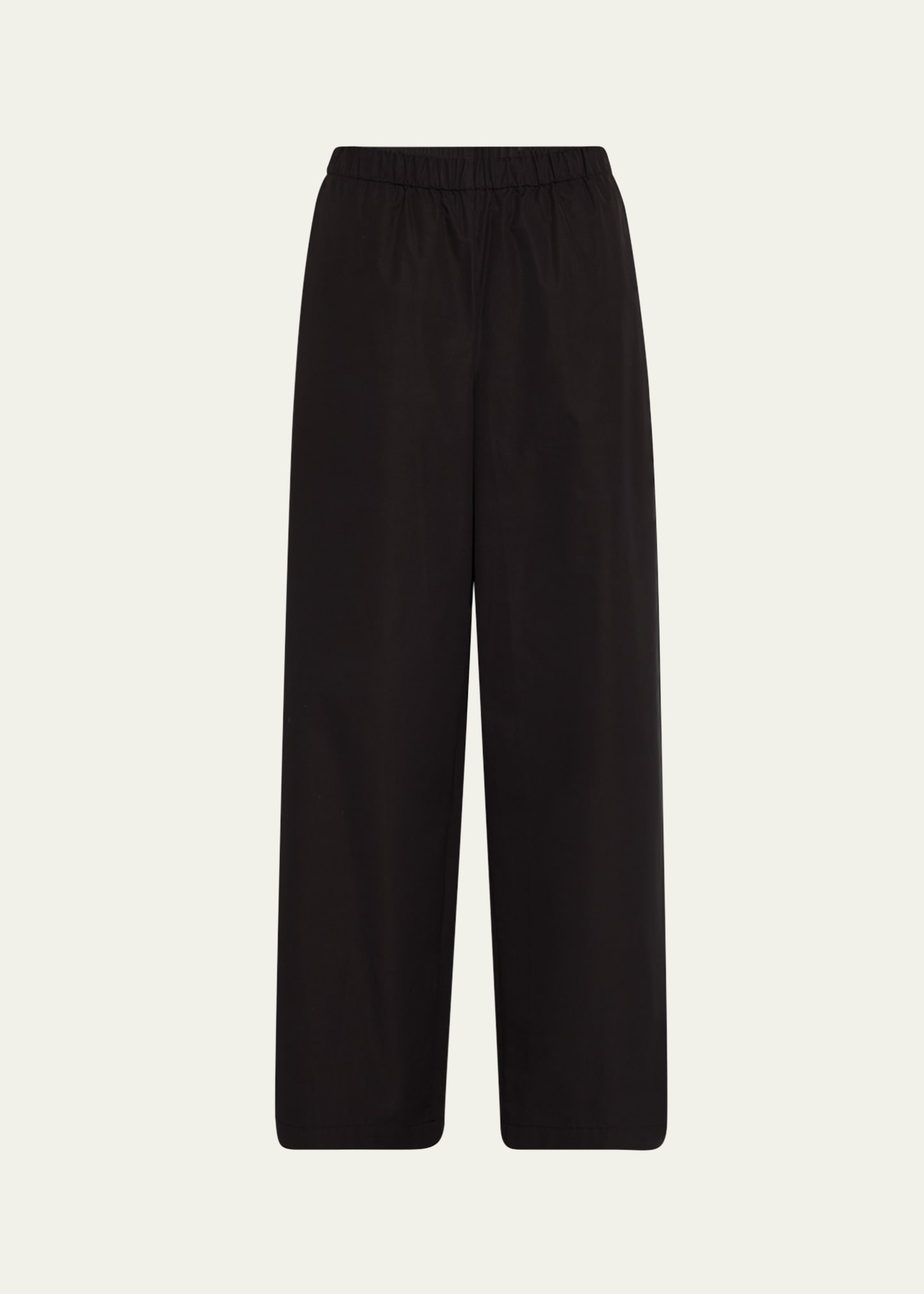 Lafayette 148 Riverside Wide-leg Organic Cotton Poplin Pants In Black