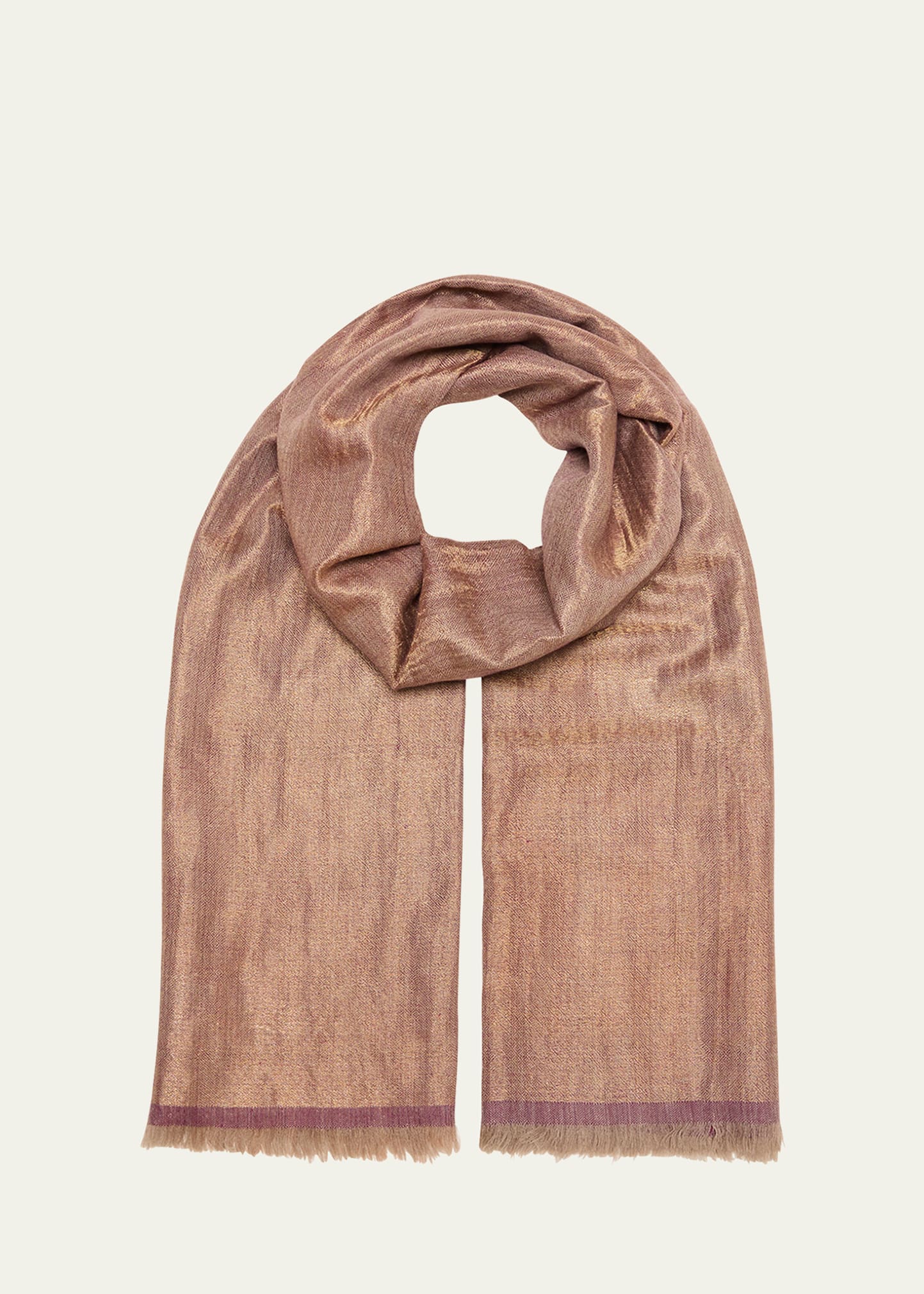 Kashmir Loom Dorukha Metallic Cashmere Wrap In Grape Gold
