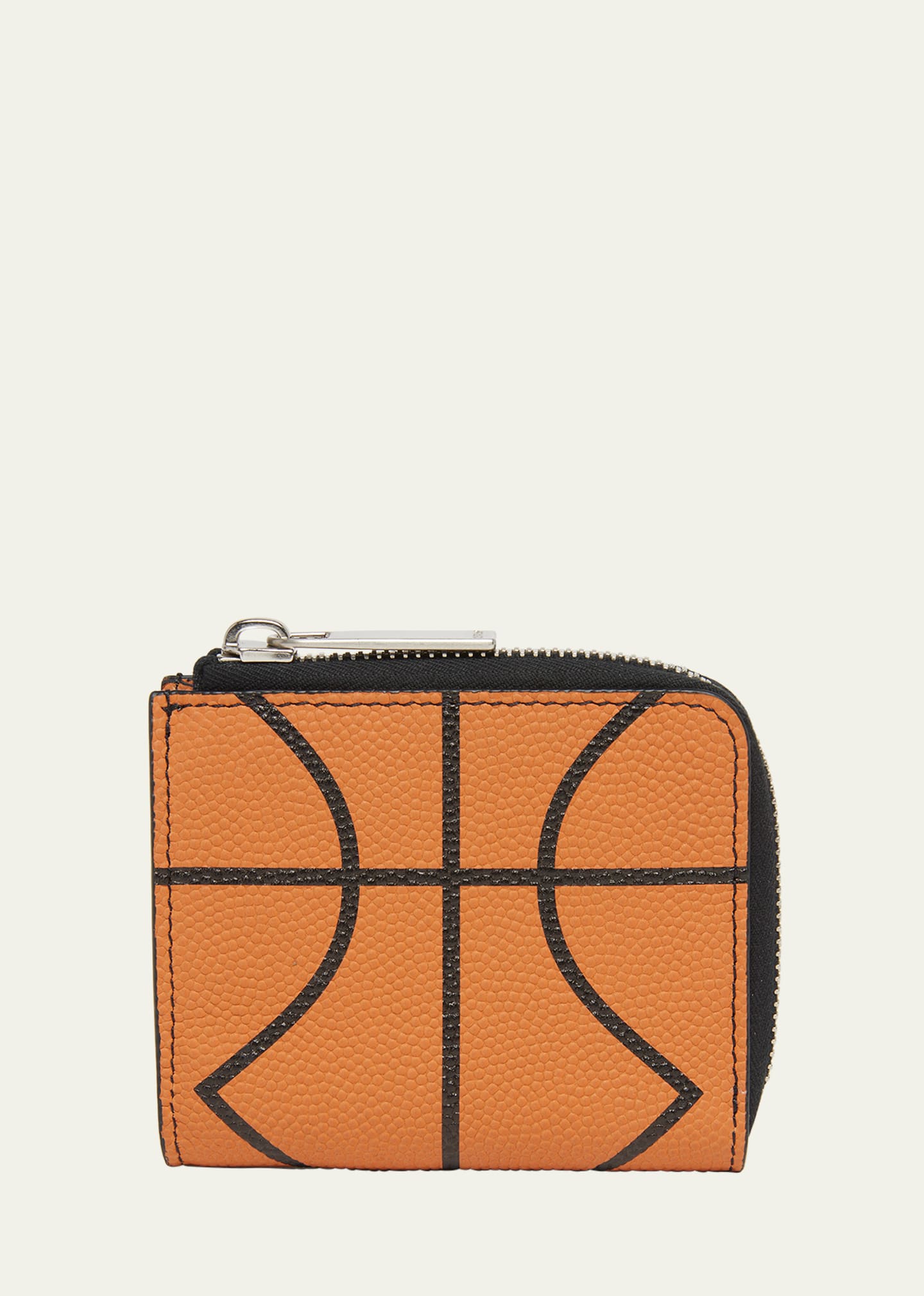 Shop Off-white Men's Leather Basketball-print Zip Wallet In Orange A Black