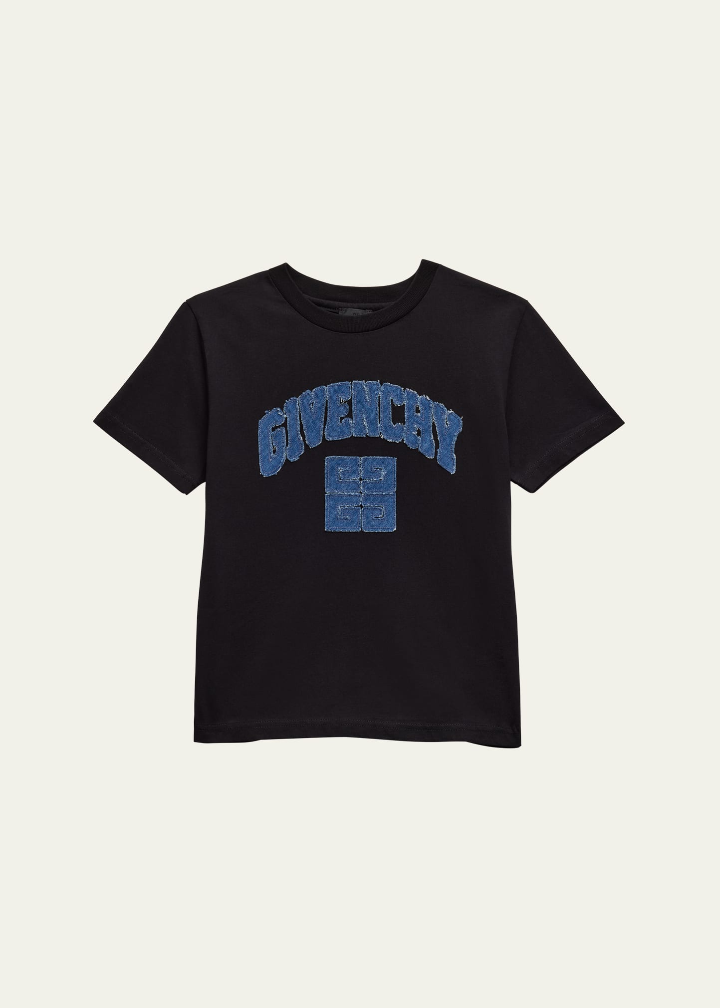 Givenchy Boy's 4g Denim Applique Short-sleeve T-shirt In 09b-black