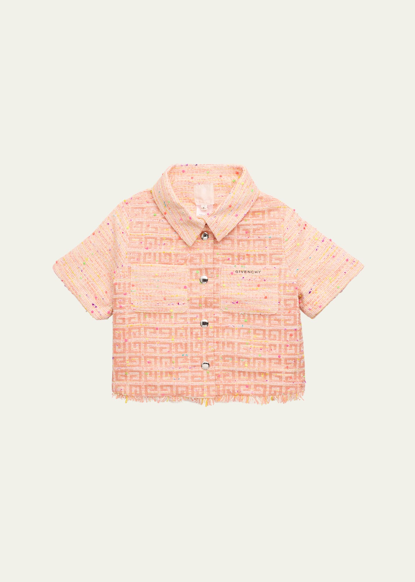 Shop Givenchy Girl's Short-sleeve Tweed Shirt In Z40-unique