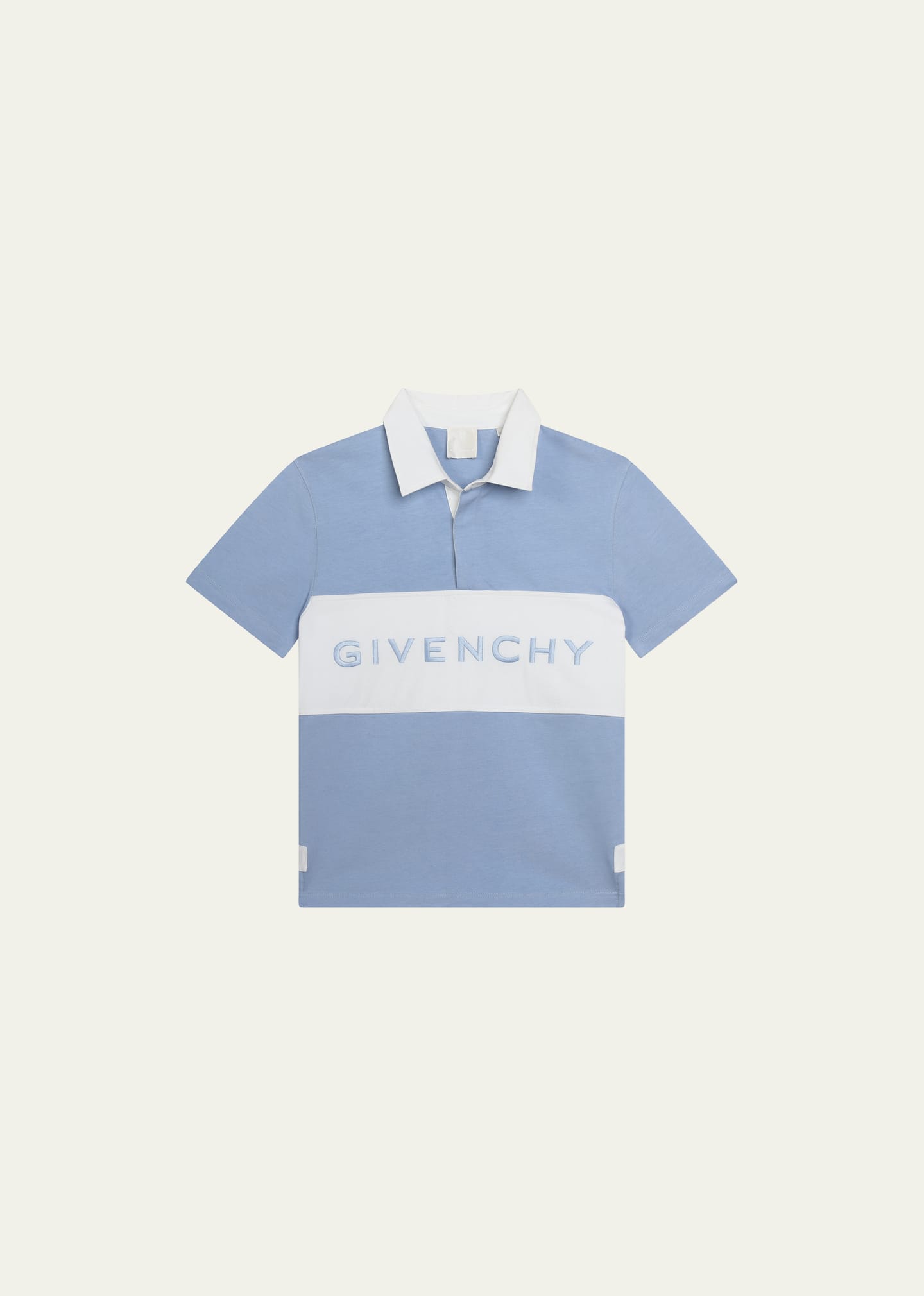 Givenchy Kids' Logo刺绣双色polo衫 In 790-pale Blue